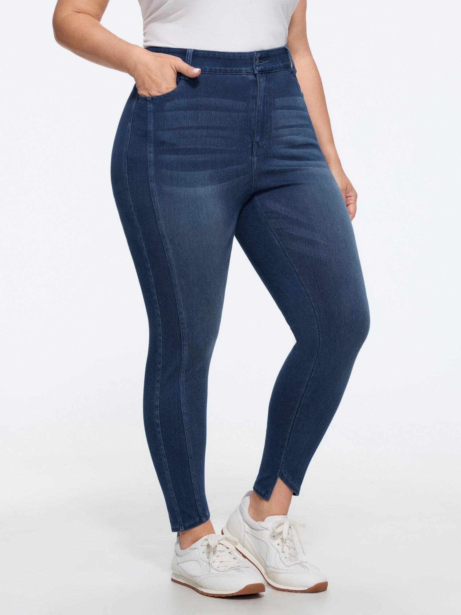 Supersoft Stretch Front Slit Hem Skinny Jeans