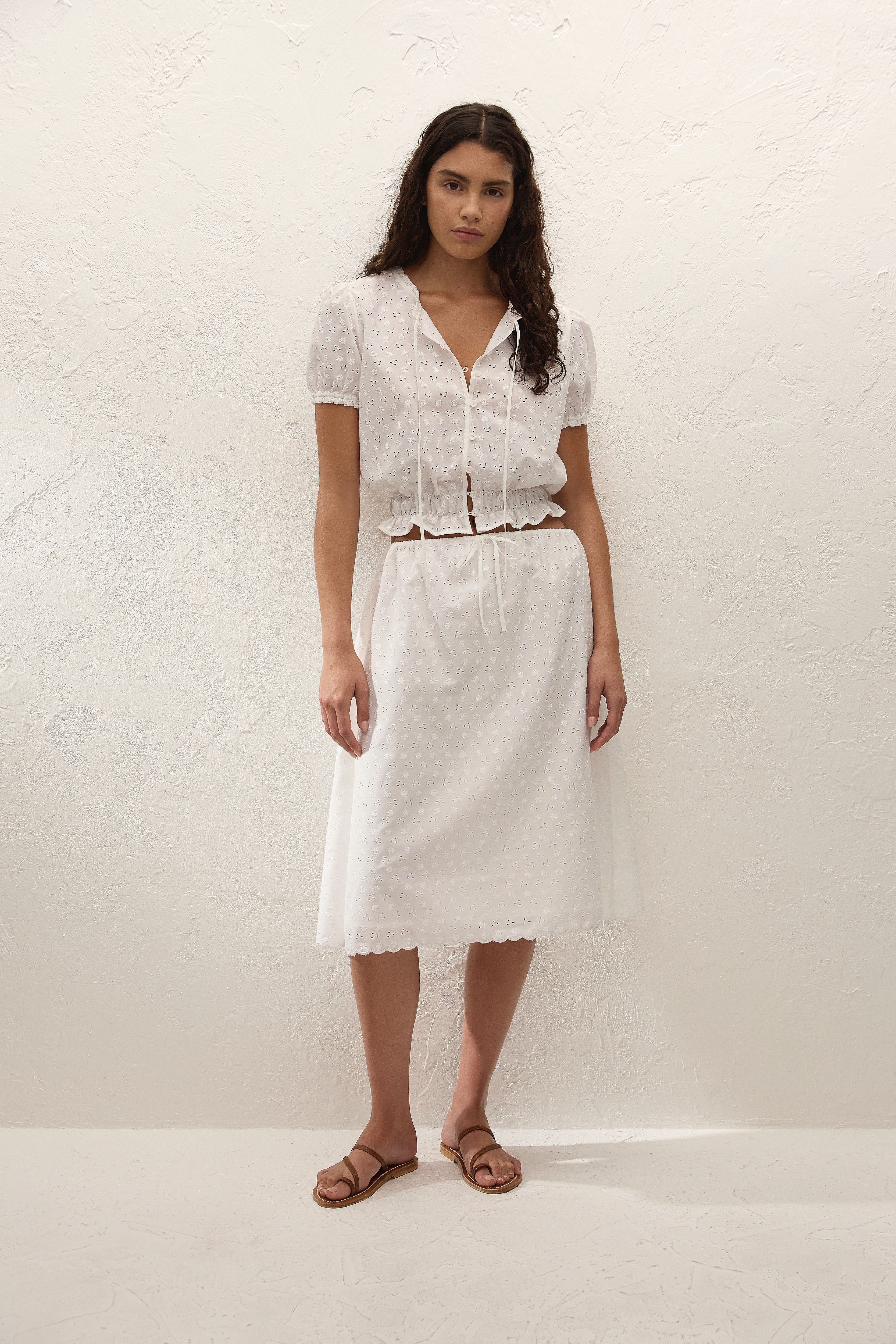 Santana Top Lucy Broderie White