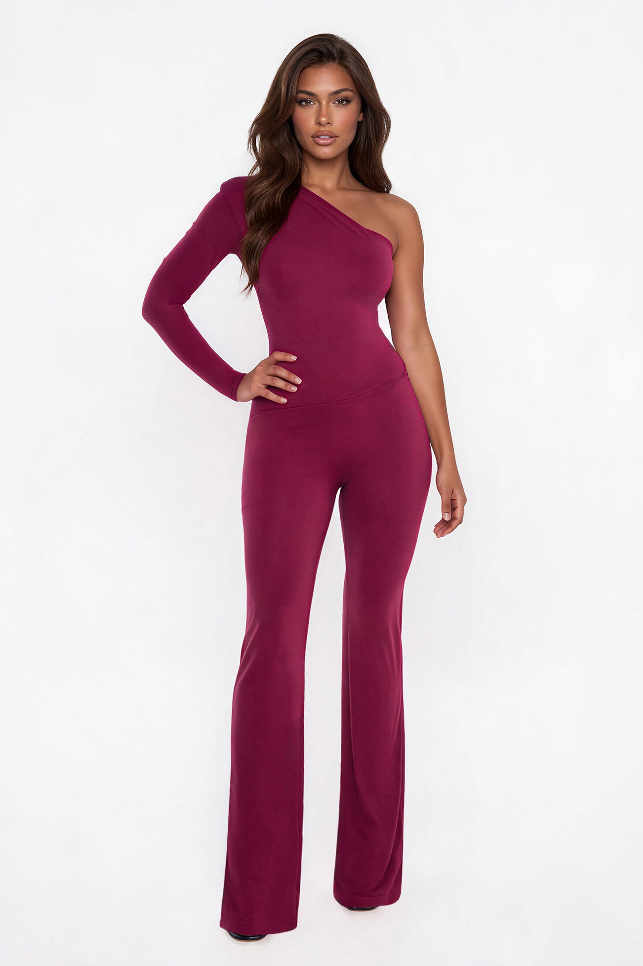 Catalina One Shoulder Jumpsuit - Wine