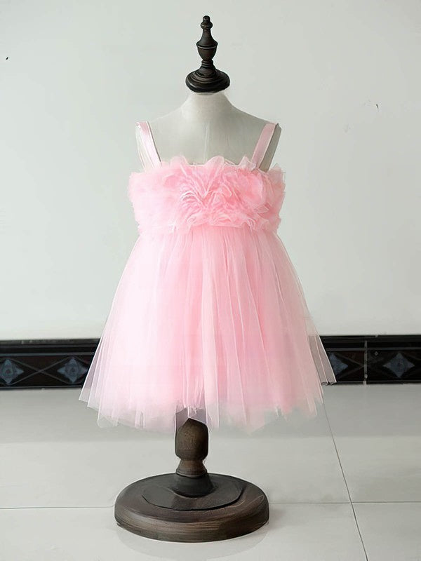 Stylish Square Sleeveless Ball Gown Tulle Flower Girl Dresses with Ruffles