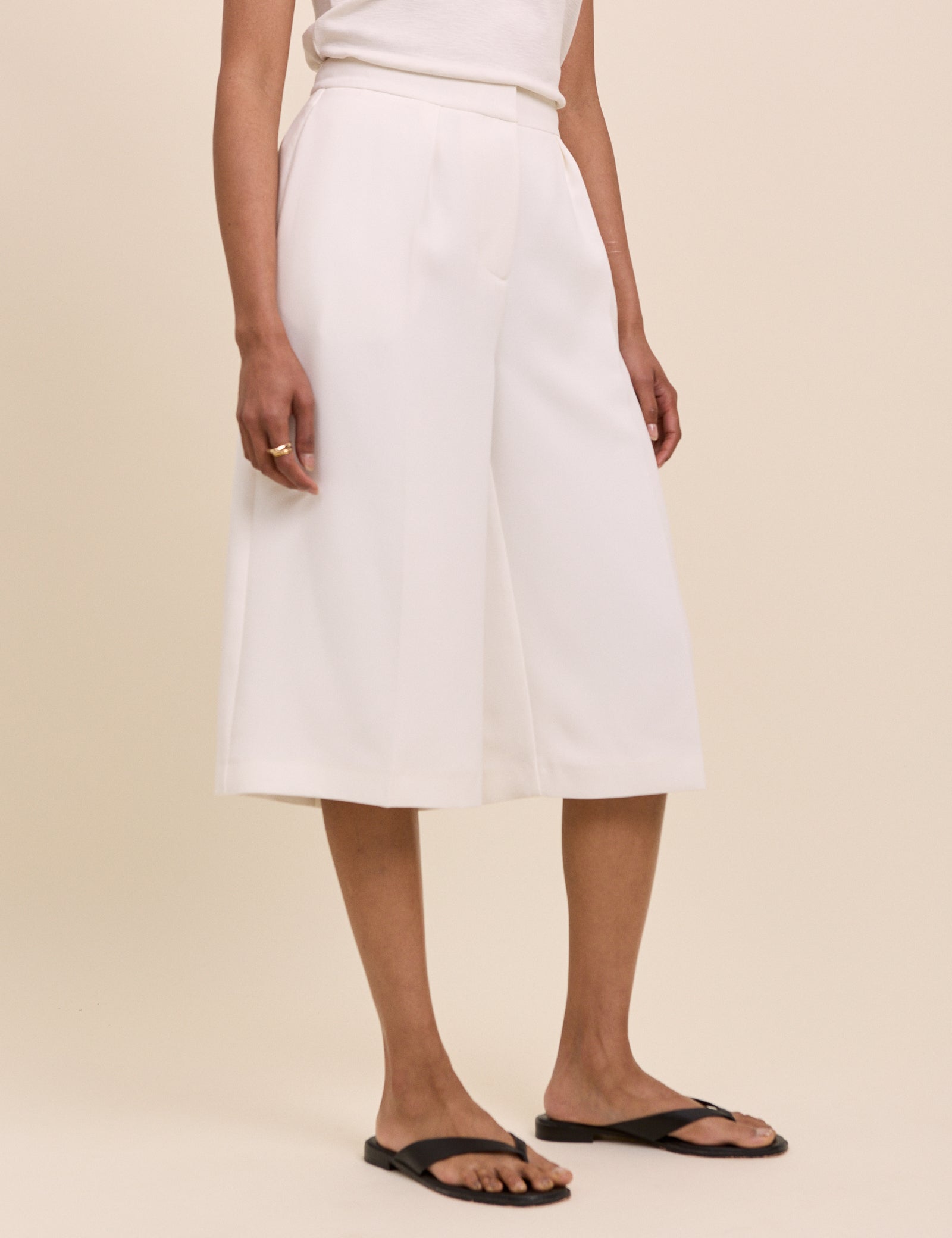 White Tailored Culottes