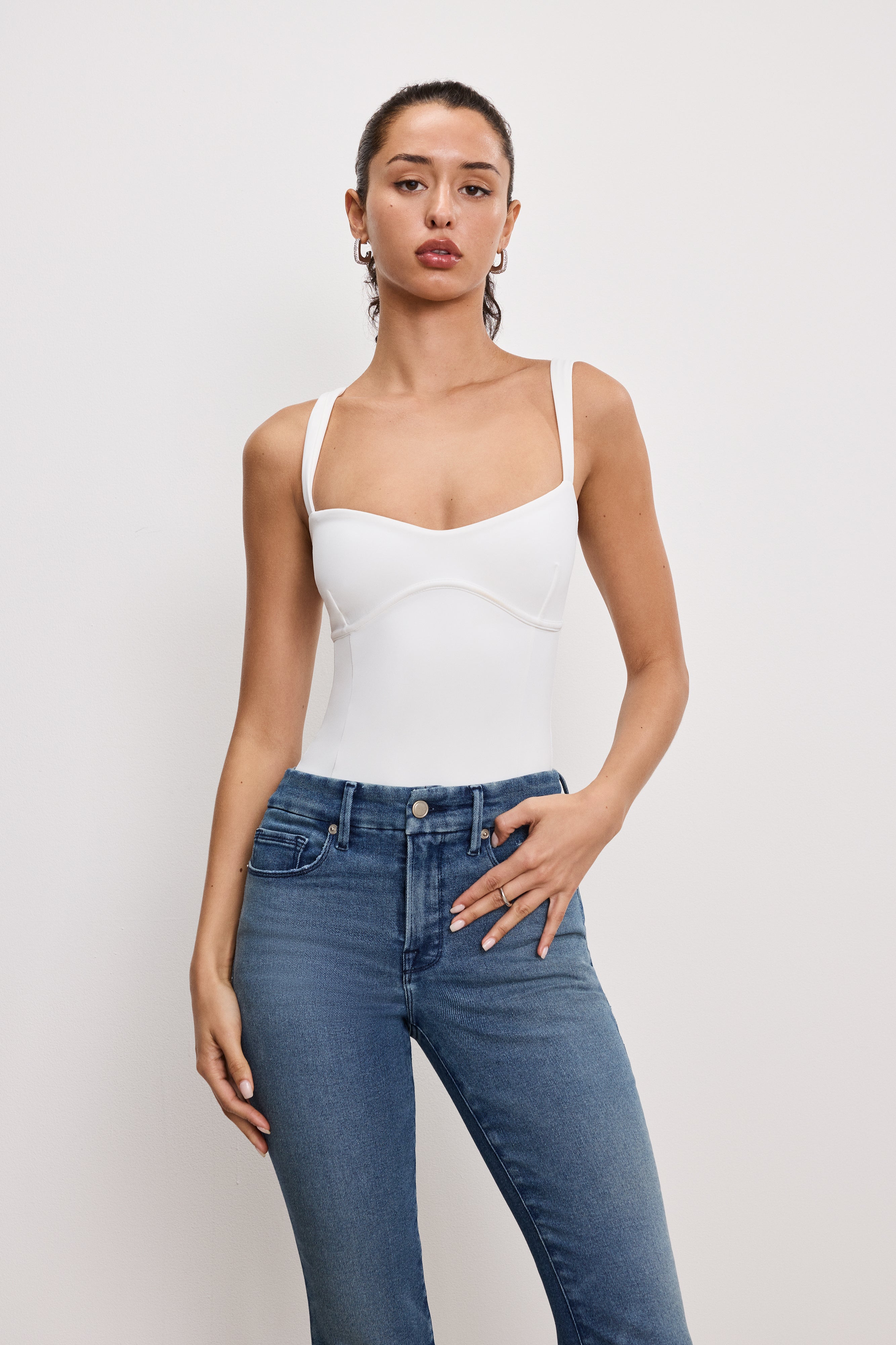SWEETHEART SCULPTING TANK BODYSUIT | WHITE001