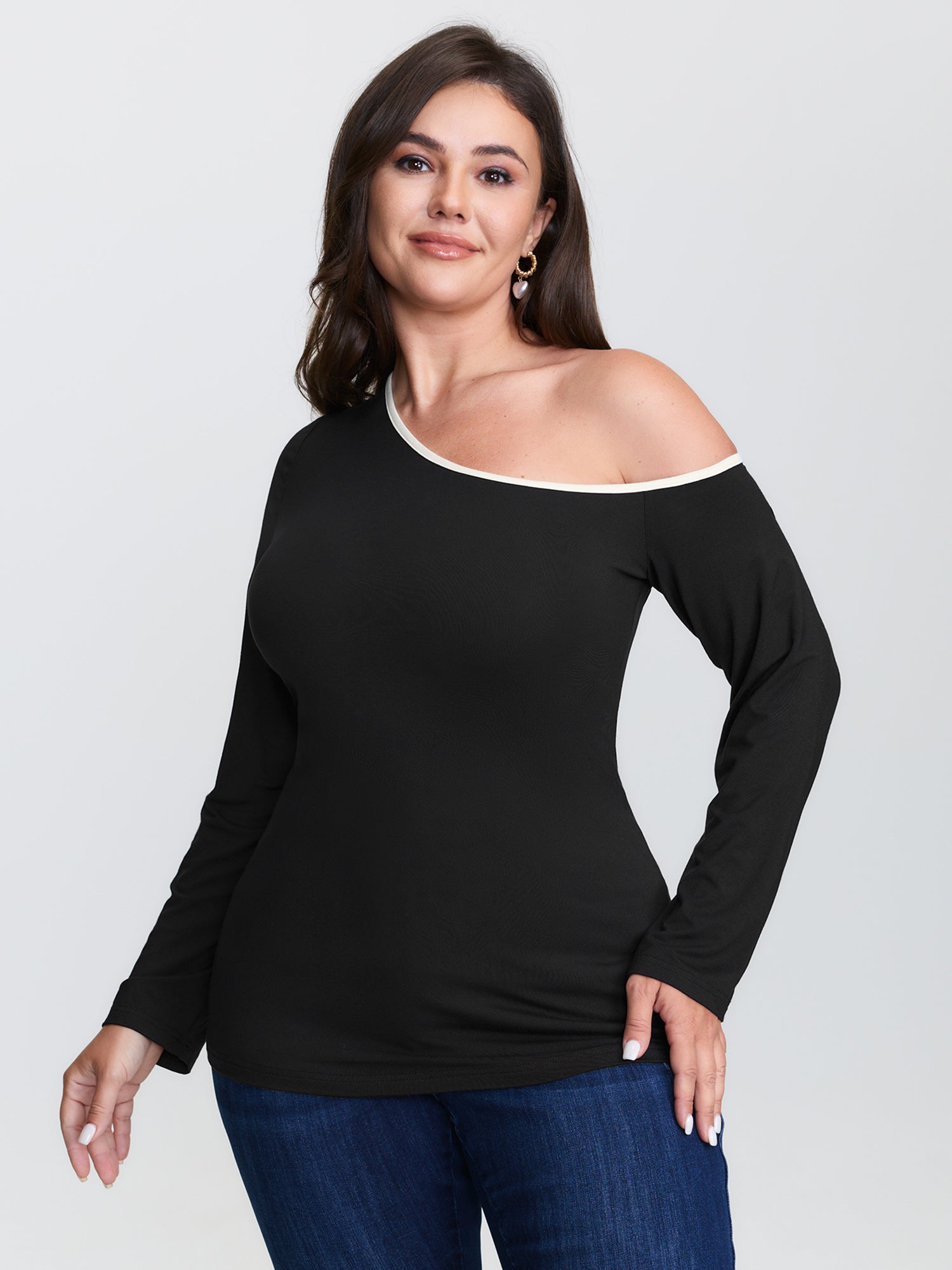 Supersoft Stretchy One-Shoulder T-Shirt