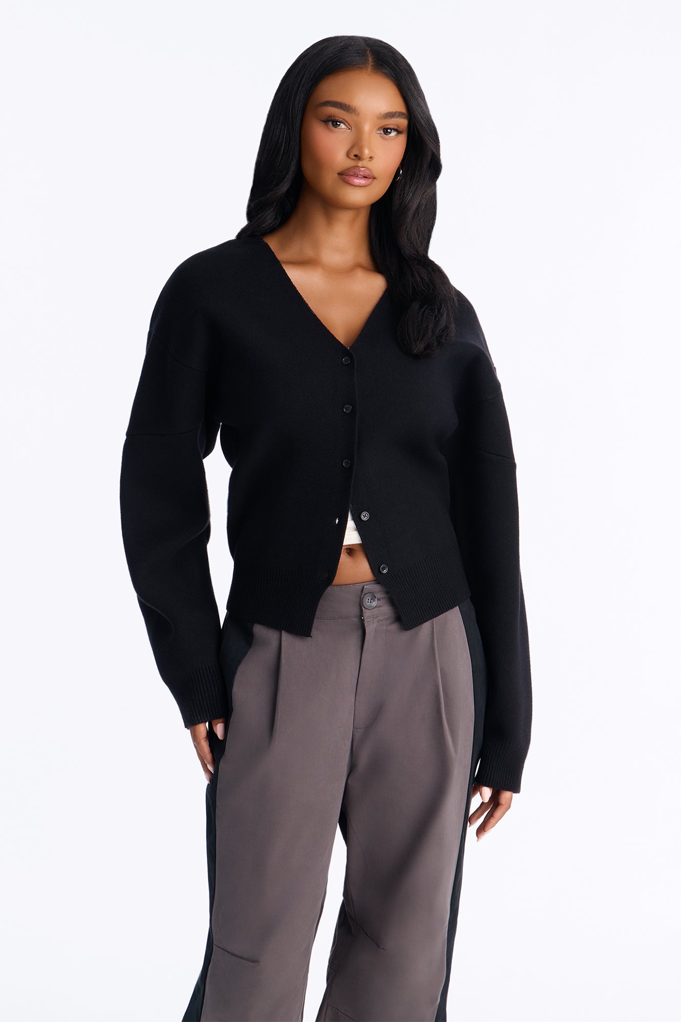 Forever Chic Barrel Sleeve Cardigan - Black