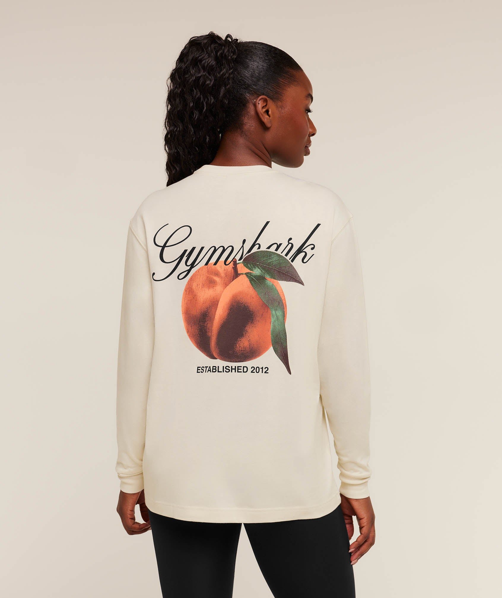 Gymshark Juicy Peach Long Sleeve T-Shirt - Oat White