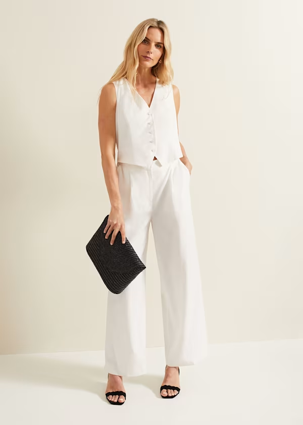 Retro Sleeveless Vest White Customizable Jump Suit