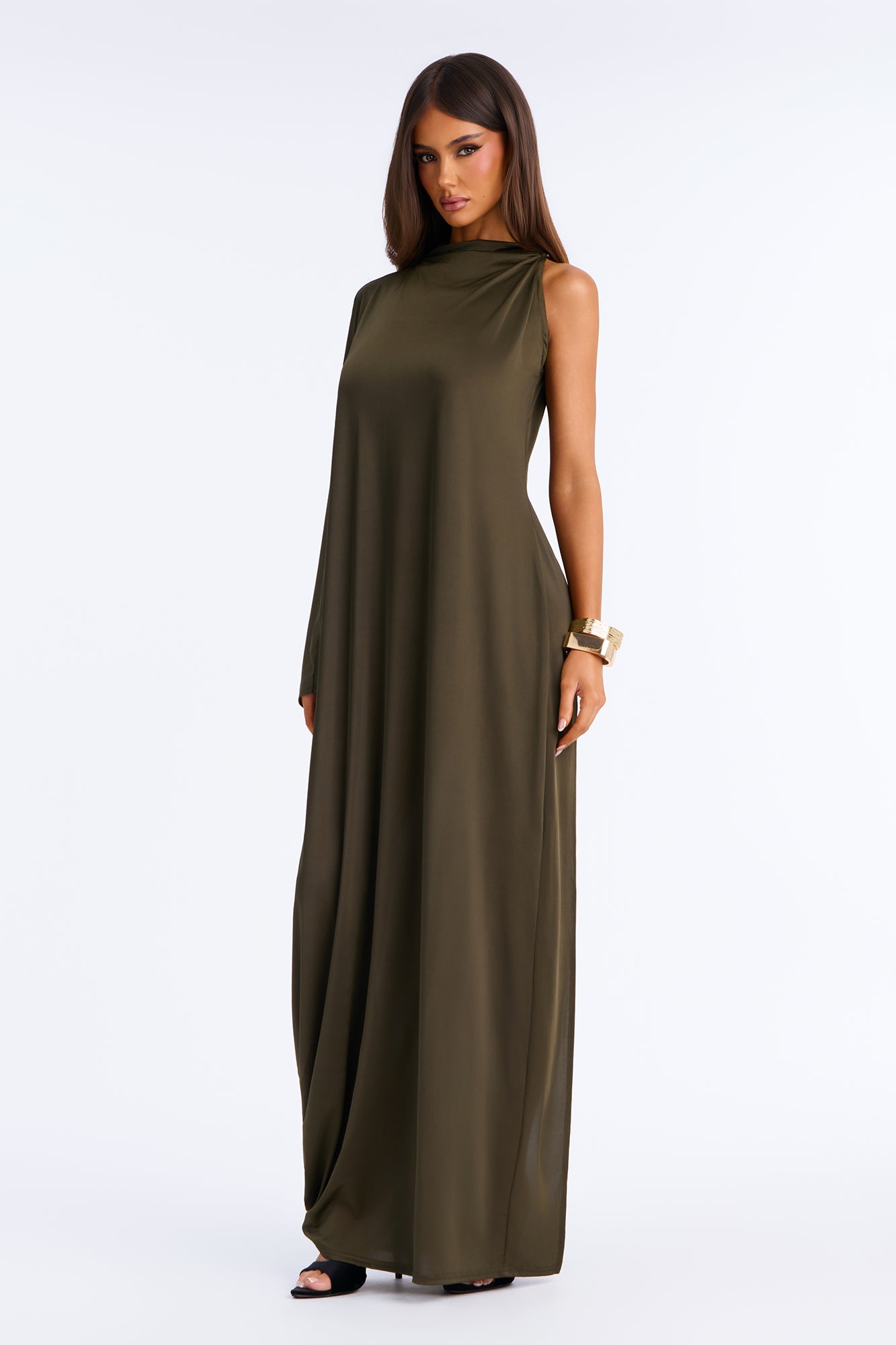 In Your Daydreams Draped Maxi Dress - Olive