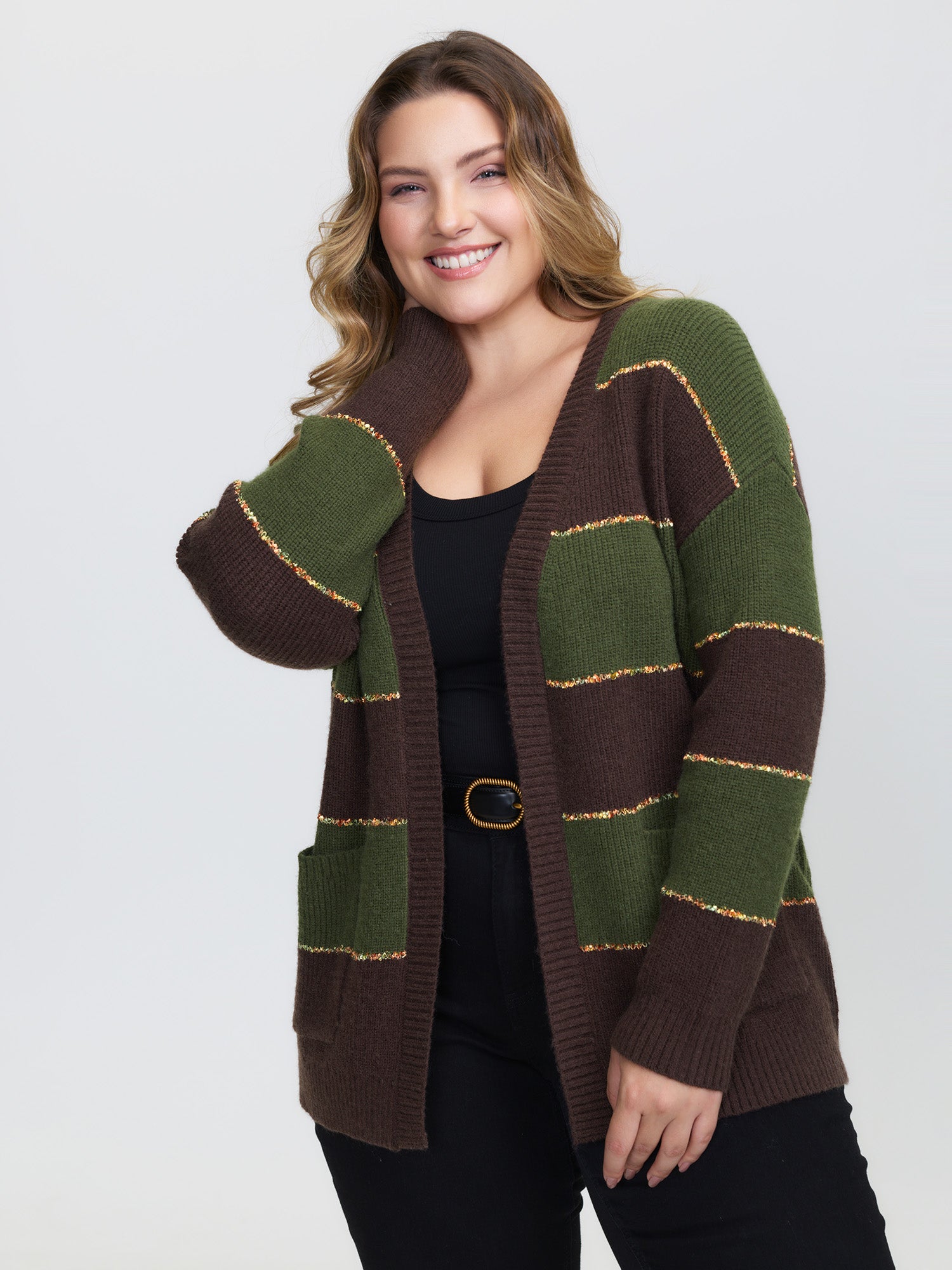 Textured Front-Open Heather Knit Cardigan