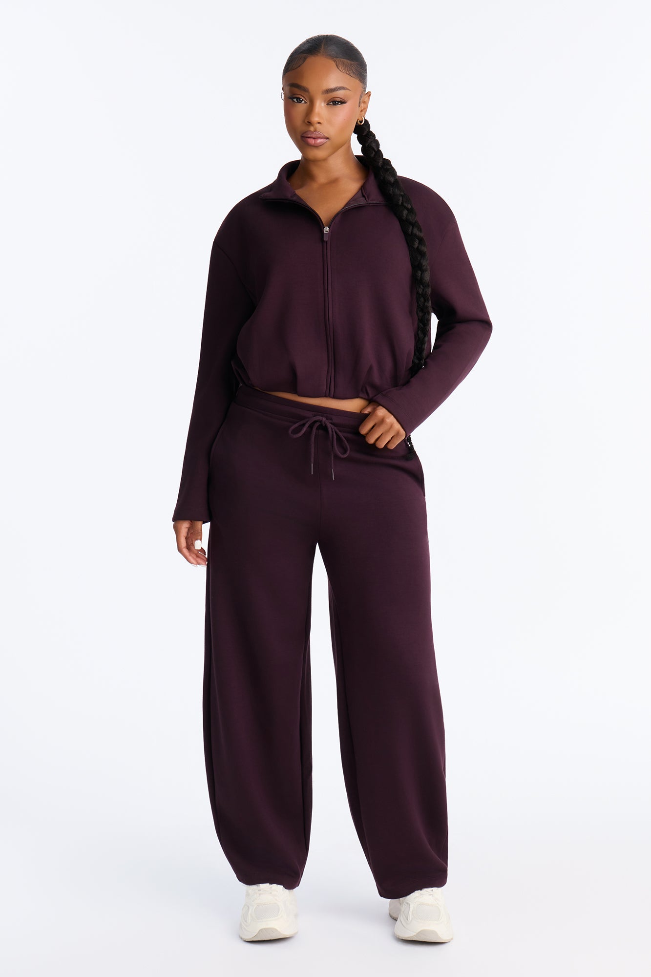 Bella Scuba Barrel Leg Lounge Pant - Burgundy