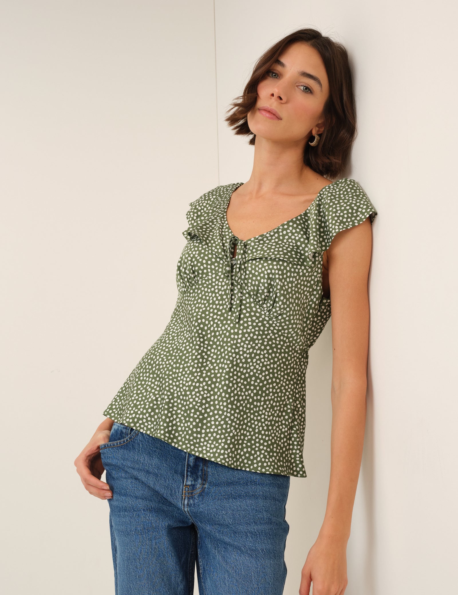 Green Polka Dot Top
