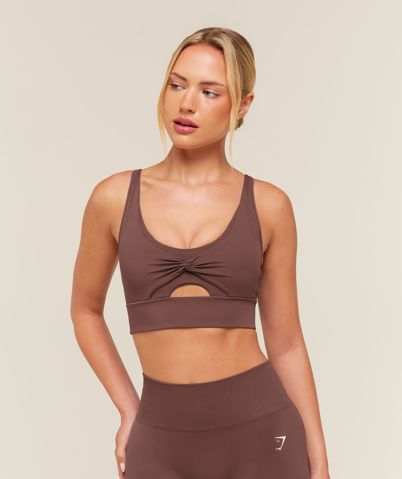 Gymshark Twist Front Sports Bra - Espresso Brown