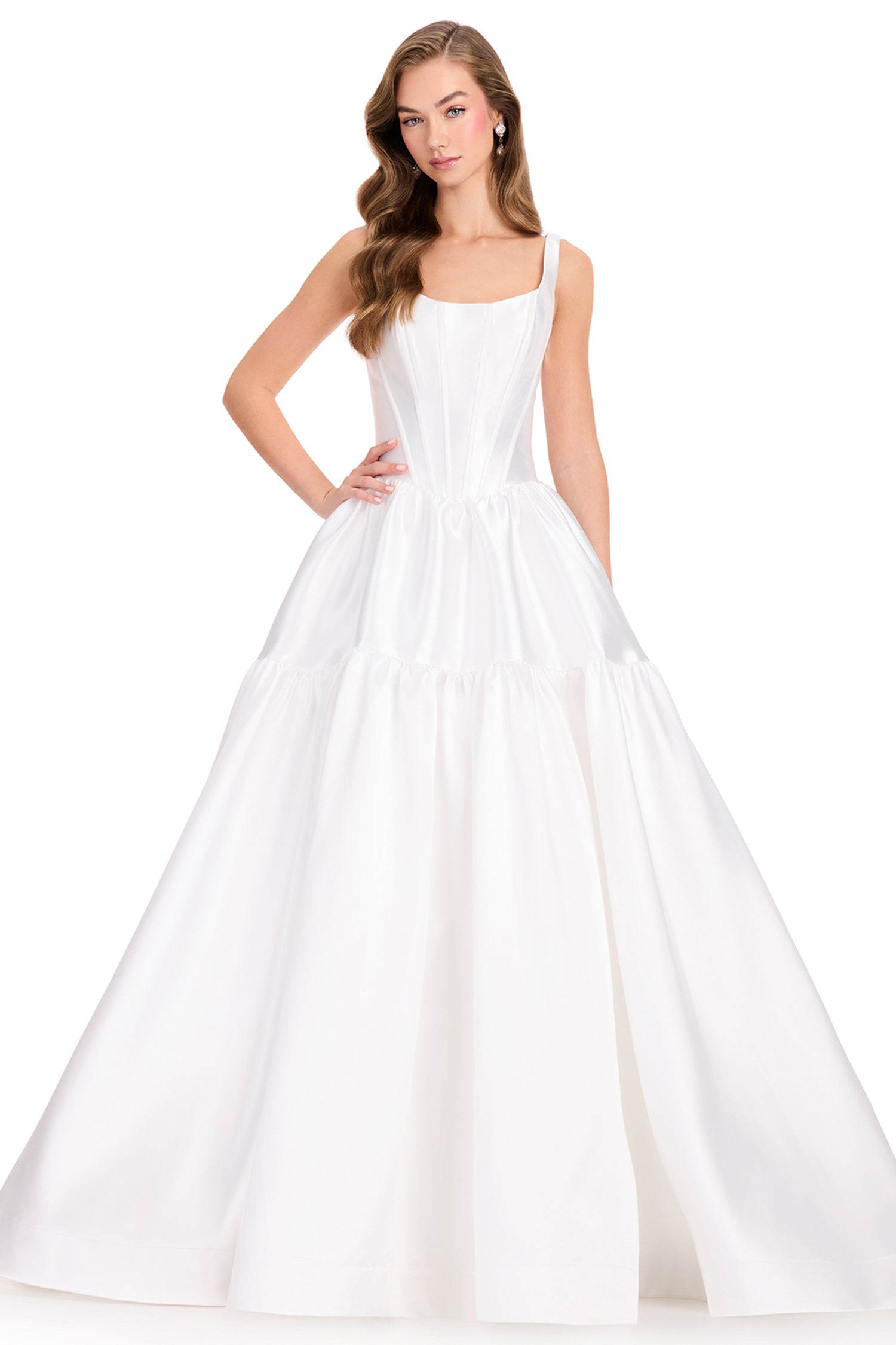 Ashley Lauren 12398 - Tiered Scoop Neck Mikado Prom Gown