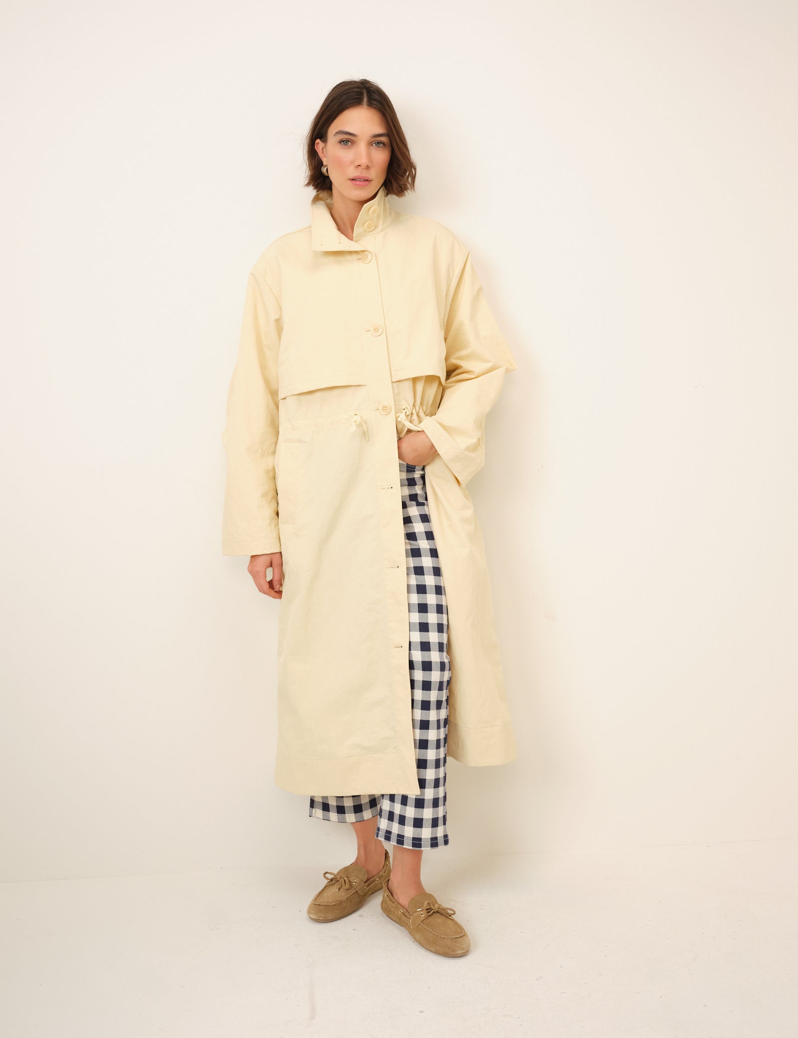 Butter Yellow Longline Funnel Neck Parka Jacket