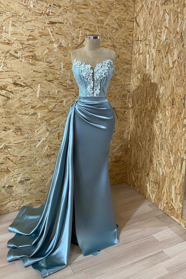 Sleeveless Mermaid Appliques Evening Dress With Split