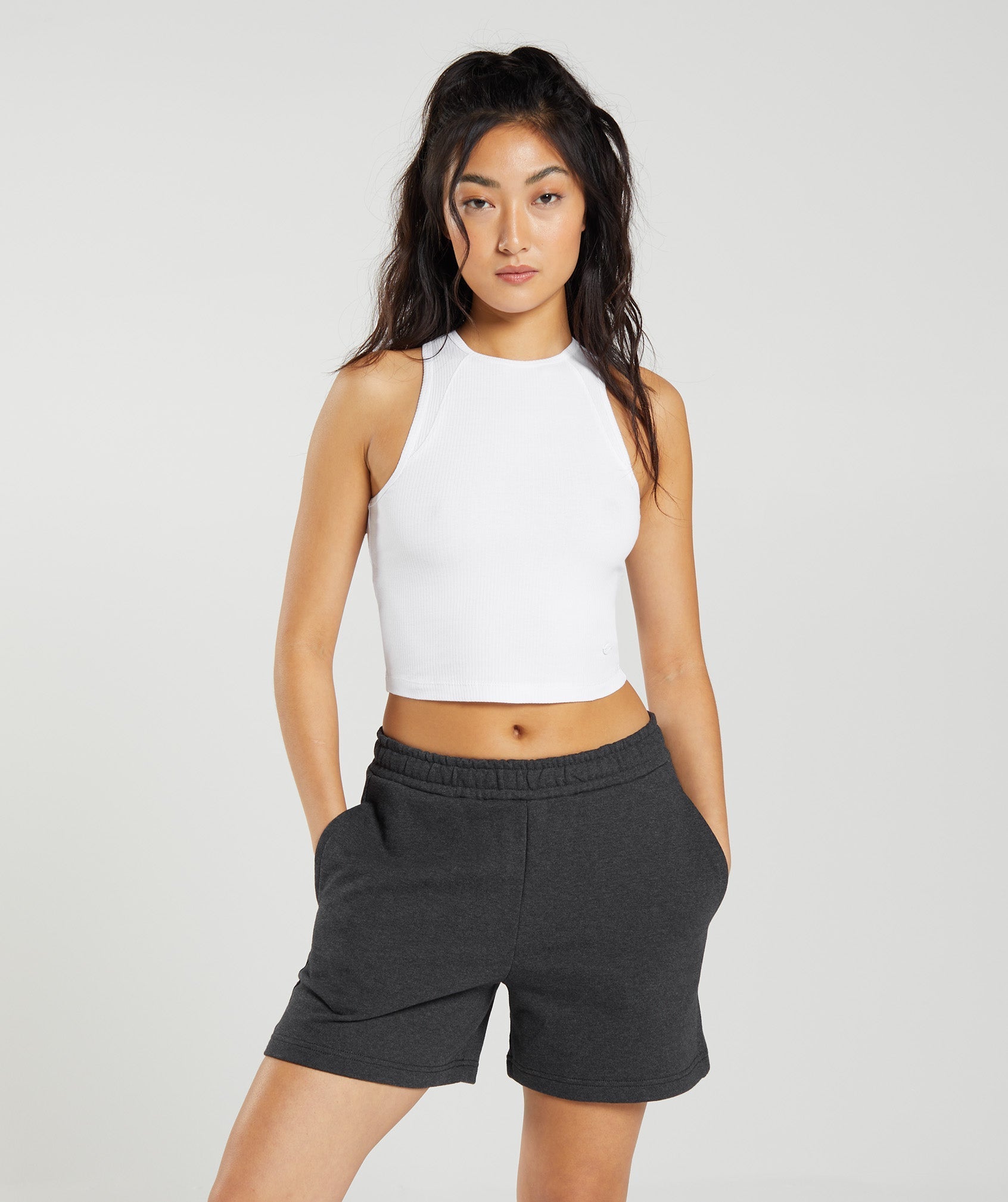 Gymshark Cotton Rib Midi Tank - White