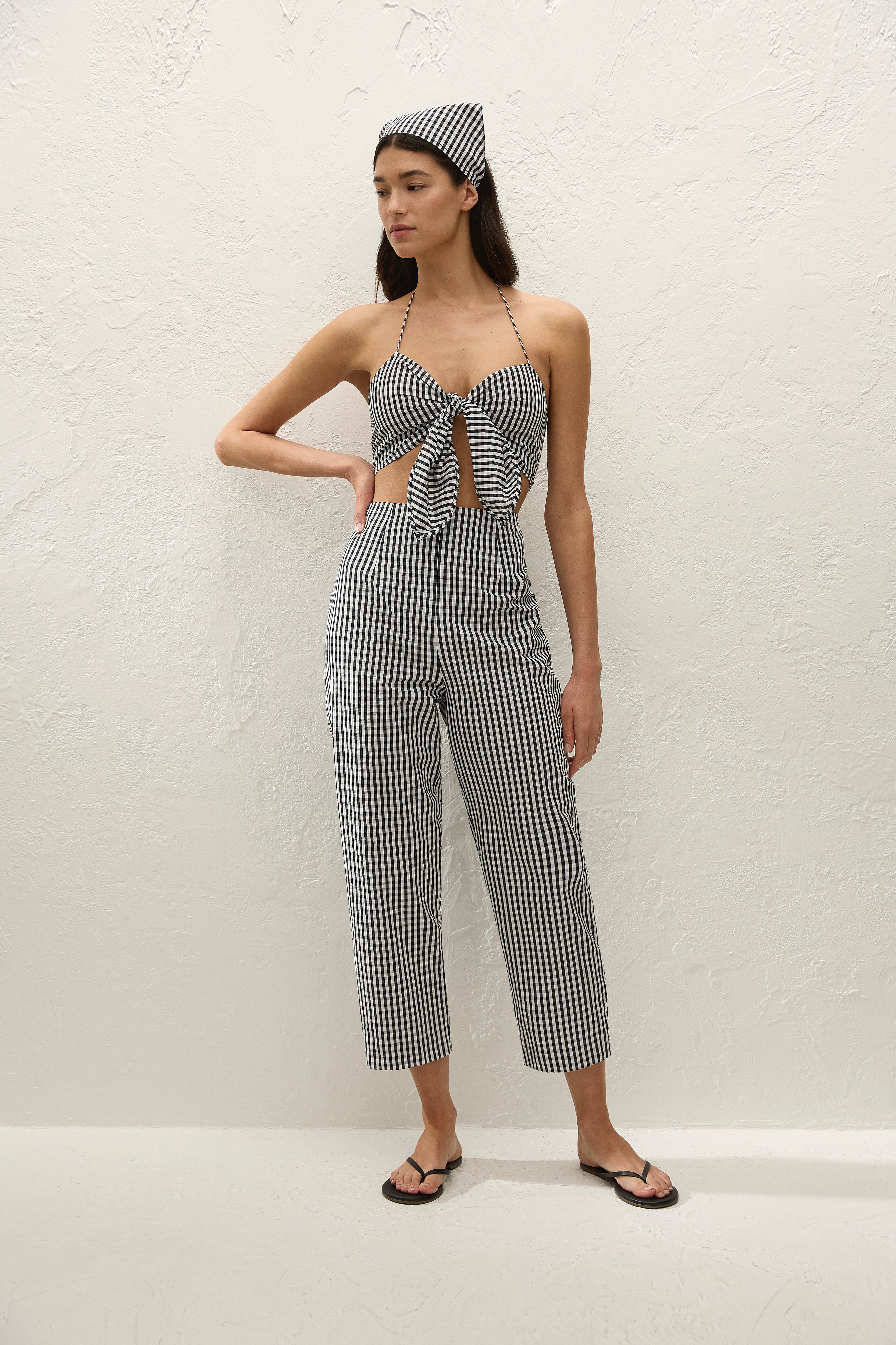Claudine Pant Black Textured Gingham - Final Sale