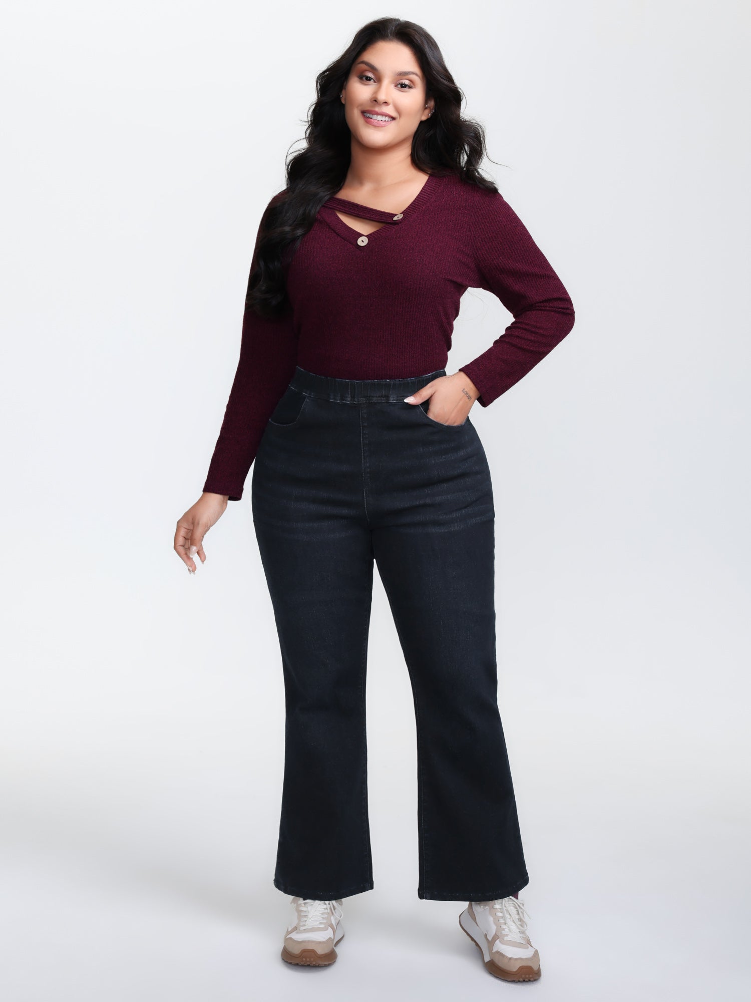 Super Stretchy Bootcut Mid-Rise Jeans