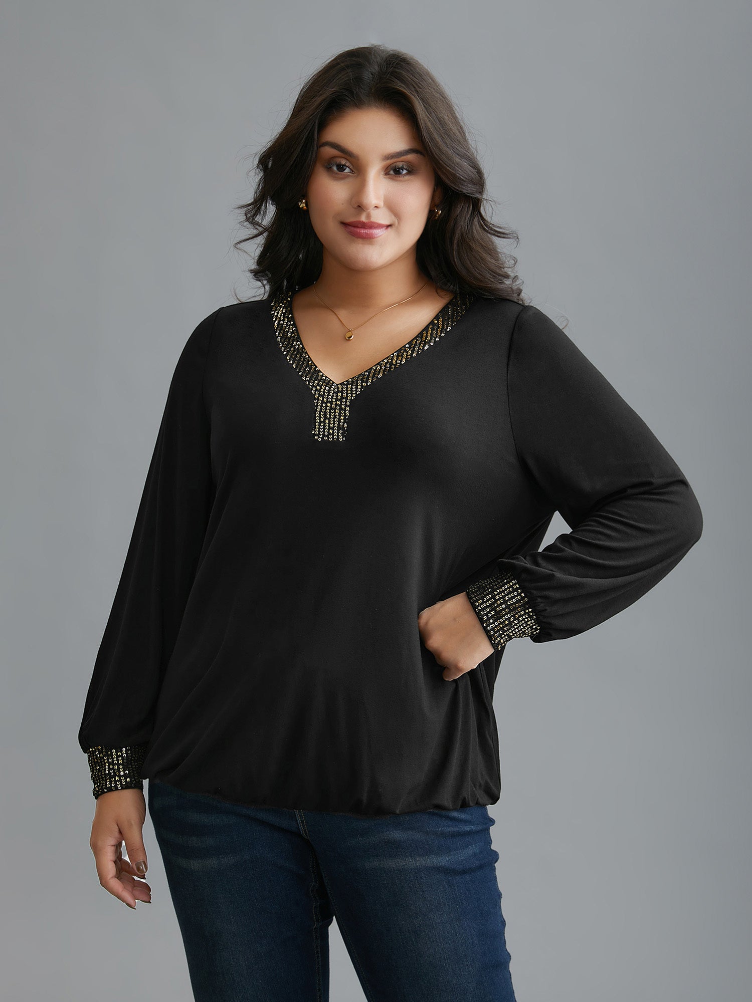 Supersoft Essentials Sequin V-Neck T-shirt