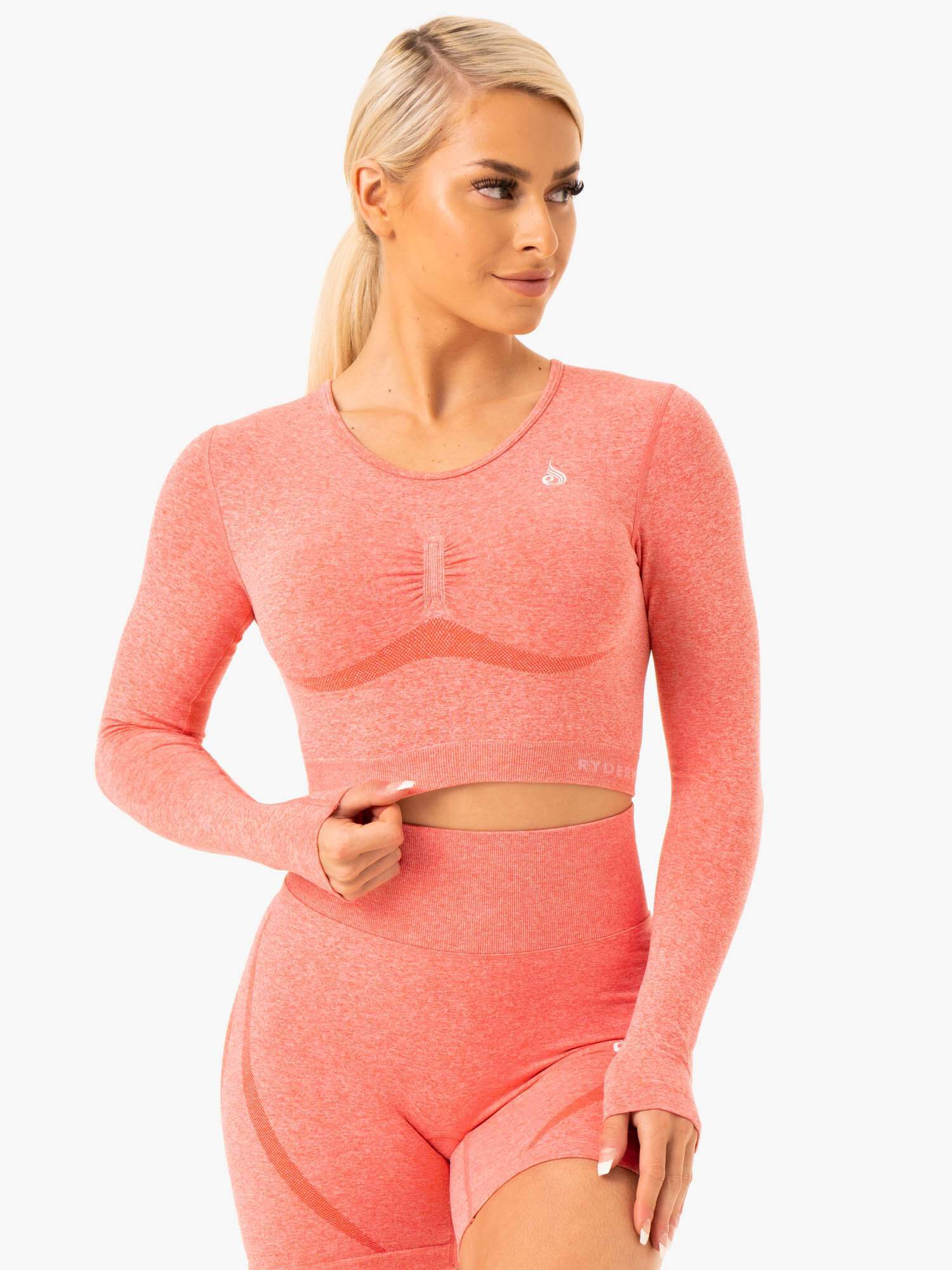 Staples Seamless Long Sleeve Top - Peach Marl