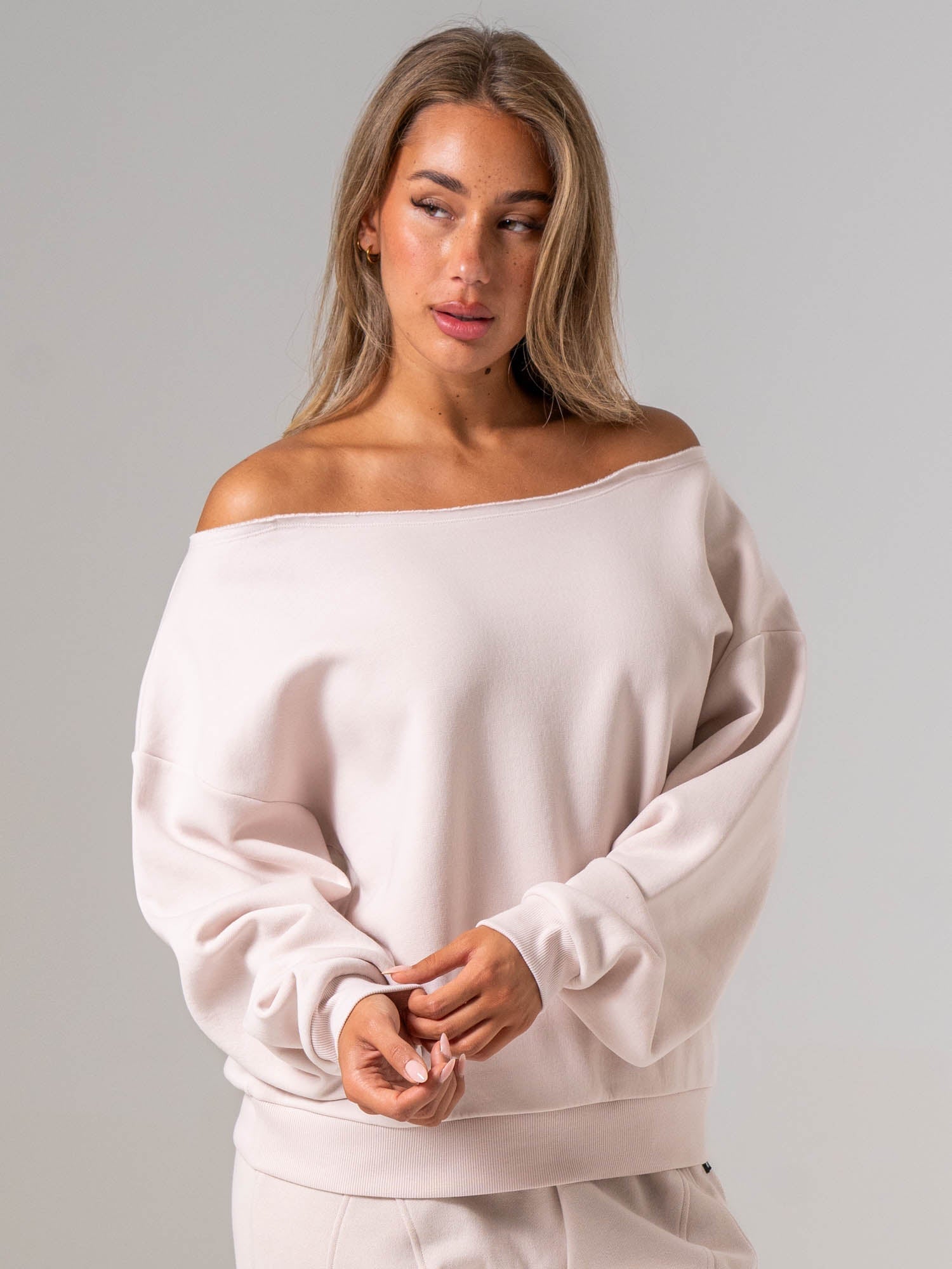 Off The Shoulder Sweater - Oatmeal