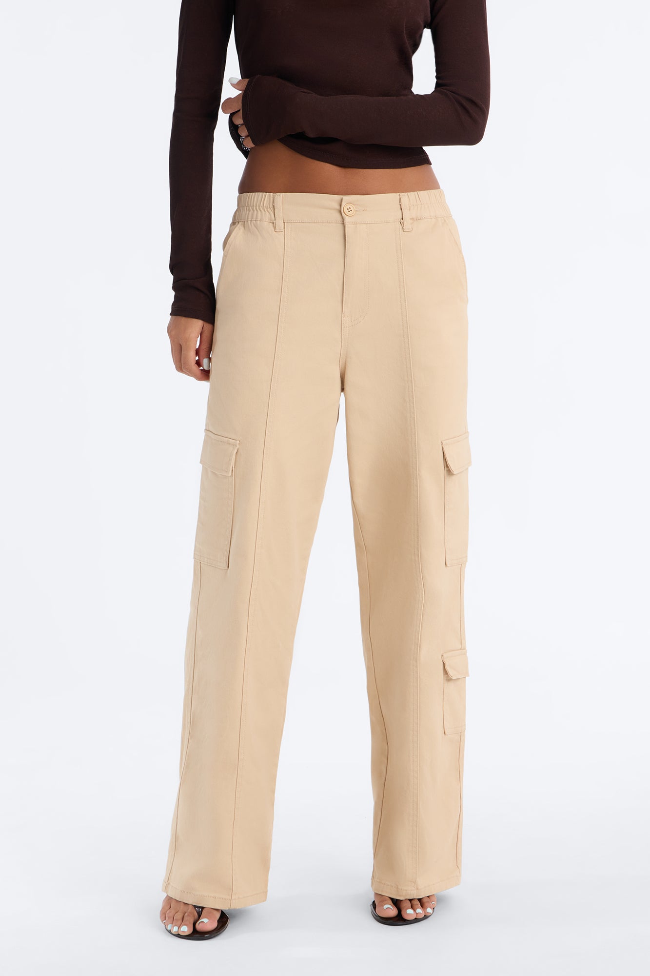Addie High Rise Straight Leg Cargo Pant - Desert Dune