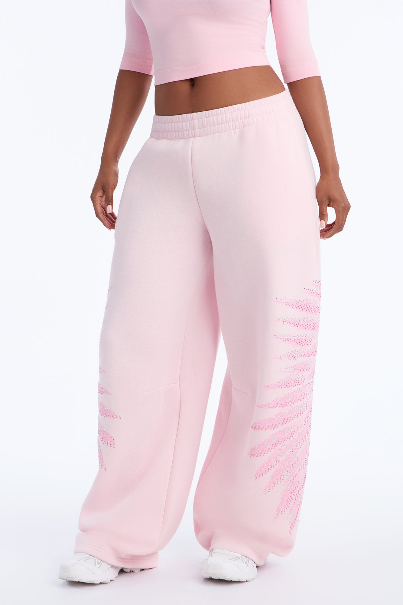 Ballerina Wings Embellished Barrel Sweatpants - Light Pink