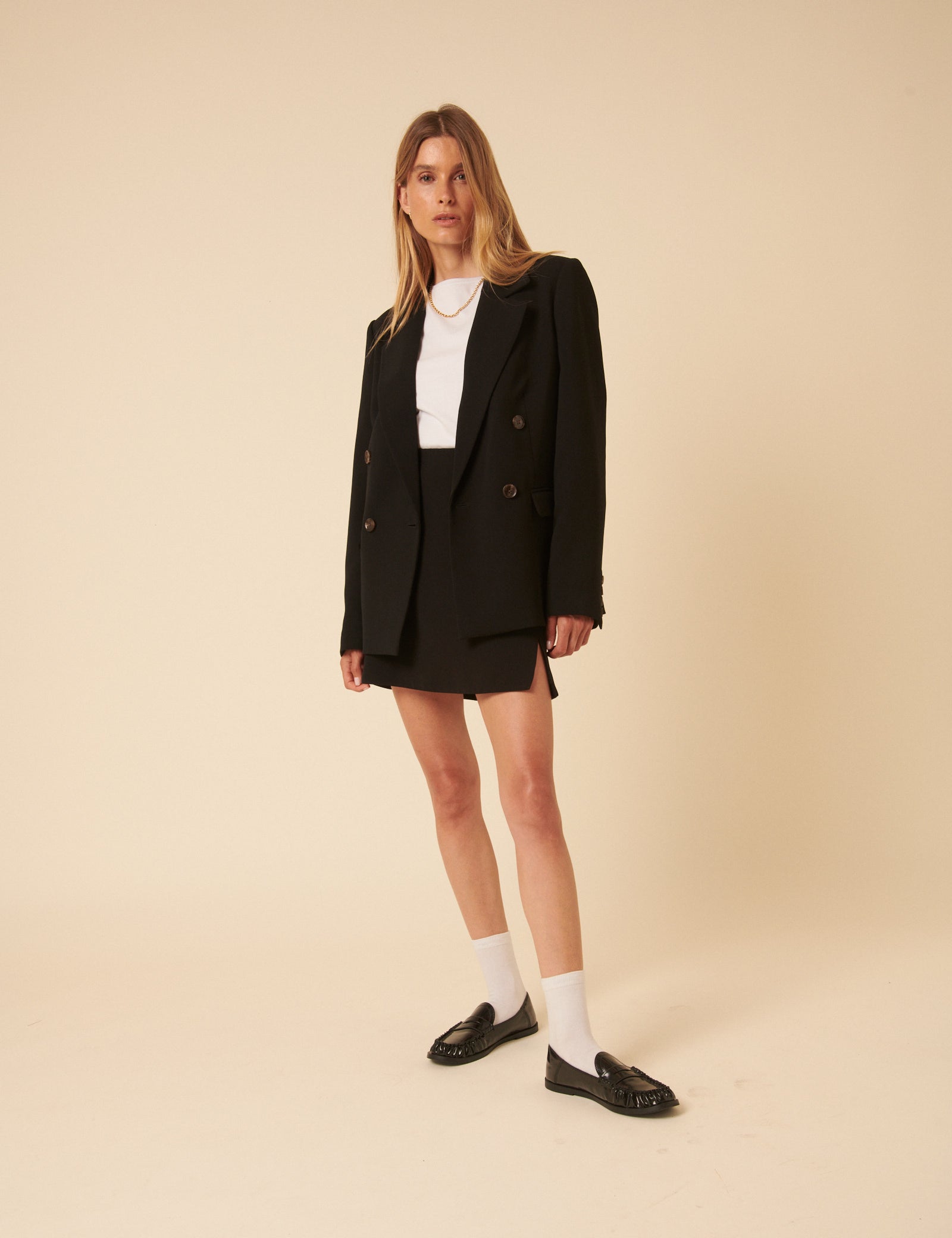 Black Tailored Mini Skirt