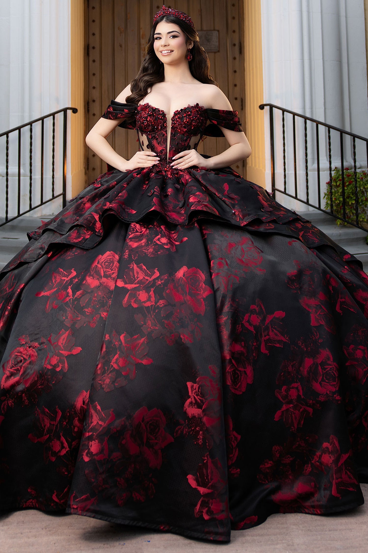 Vizcaya by Mori Lee 4080047 - Rose Print Sweetheart Quinceanera Gown