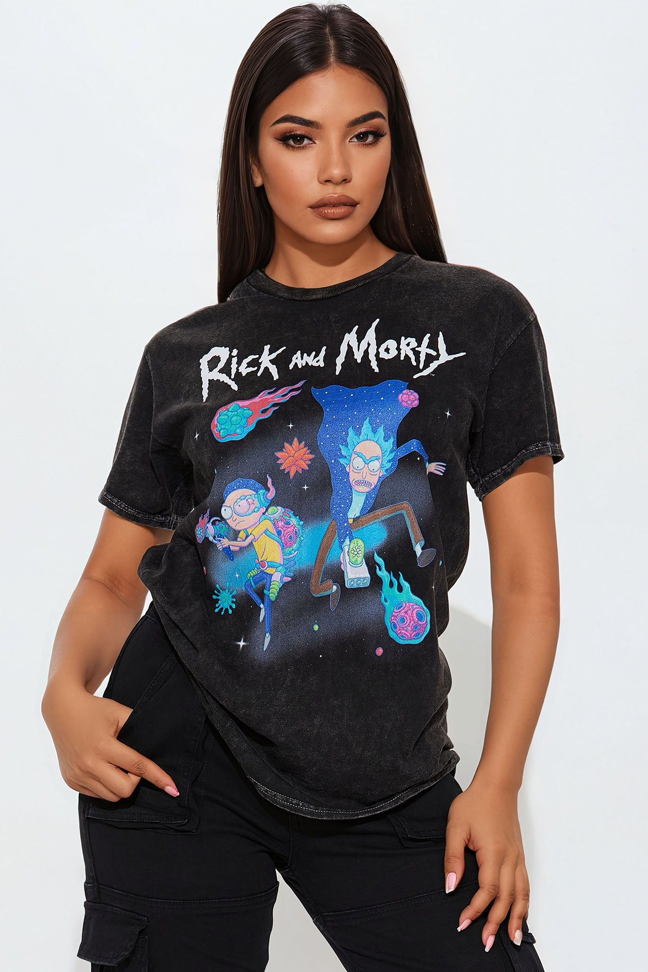 Rick And Morty Washed Tee - Black