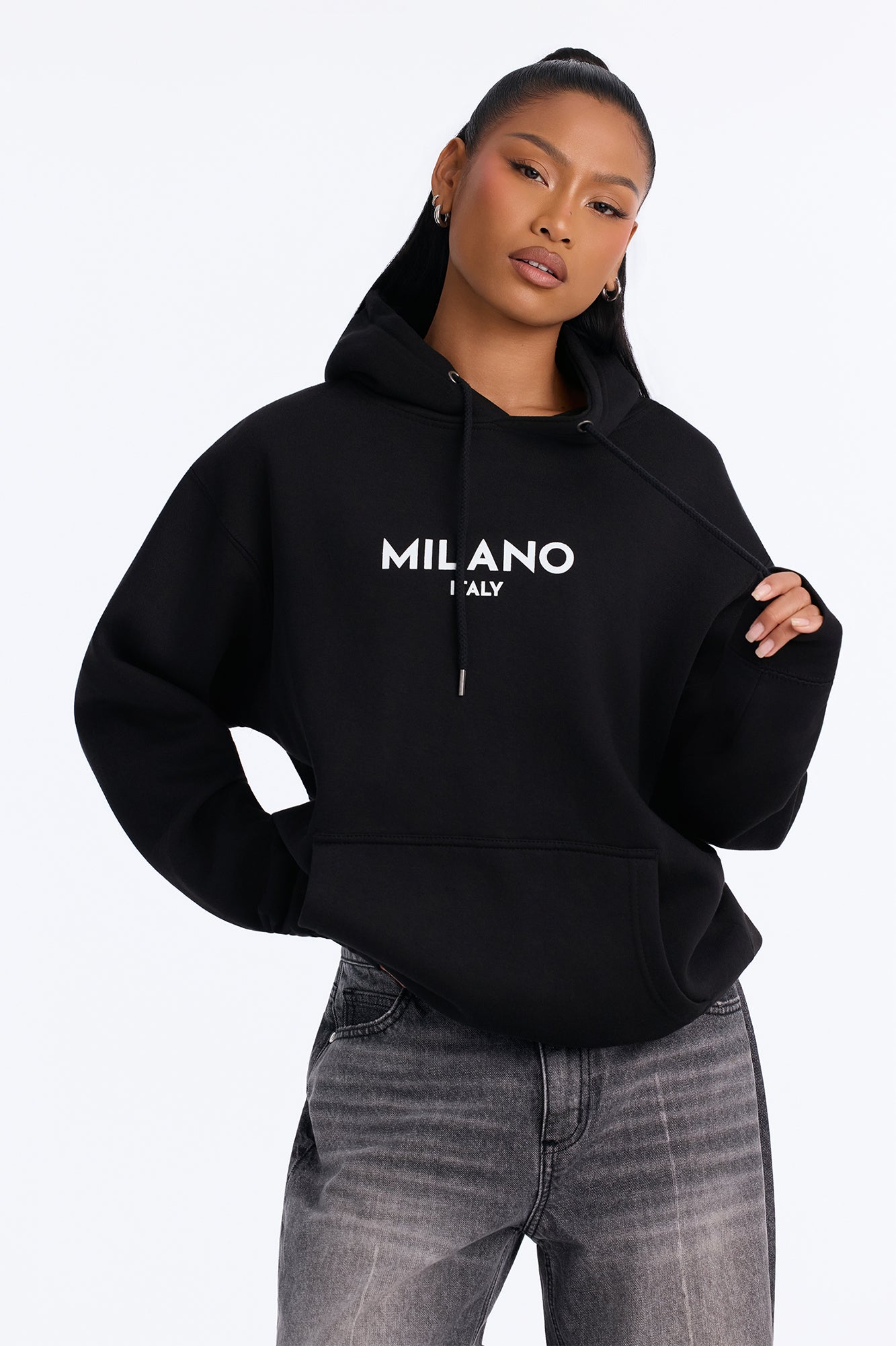 Milano Italy Pullover Hoodie - Black