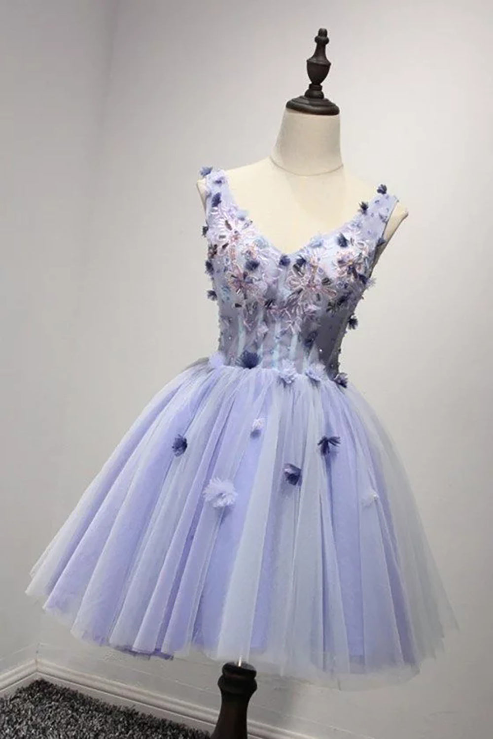 Purple V Neck A Line Homecoming Dress/Mini Dress