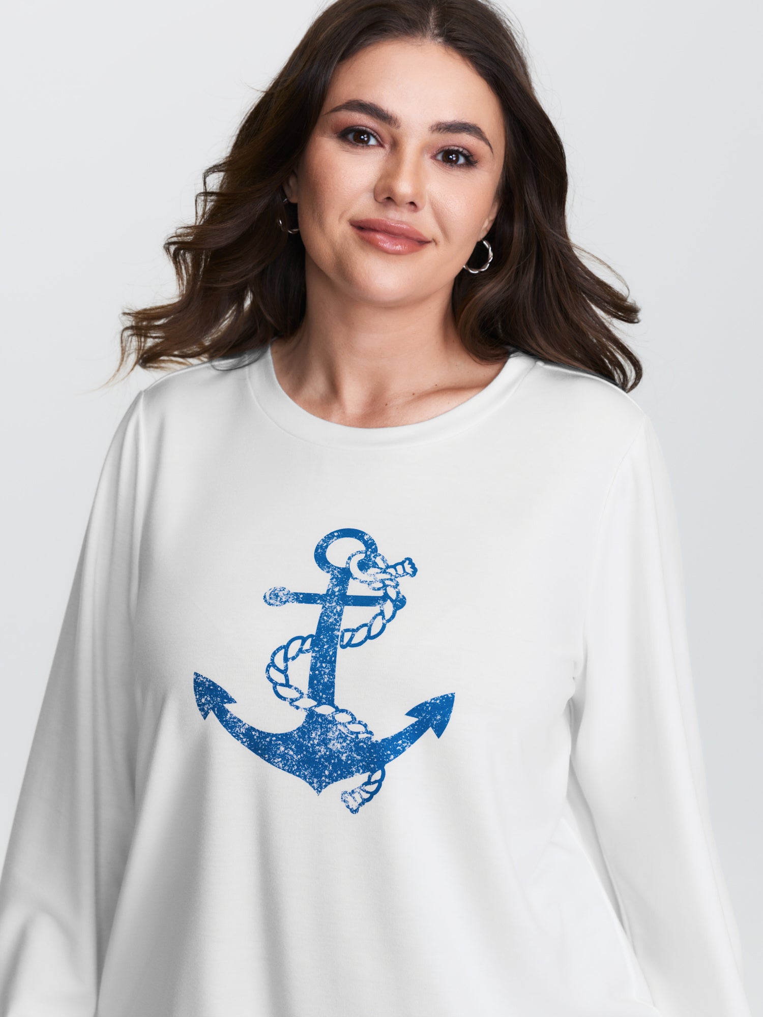 Supersoft Anchor Motif Drop Shoulder Sweatshirt