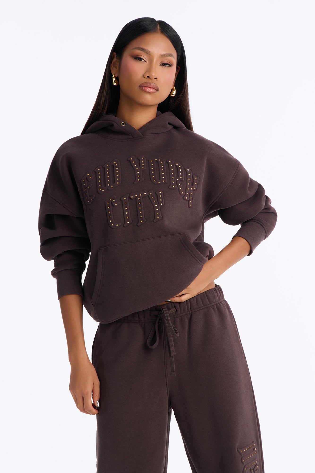 New York City Fleece Hoodie - Brown