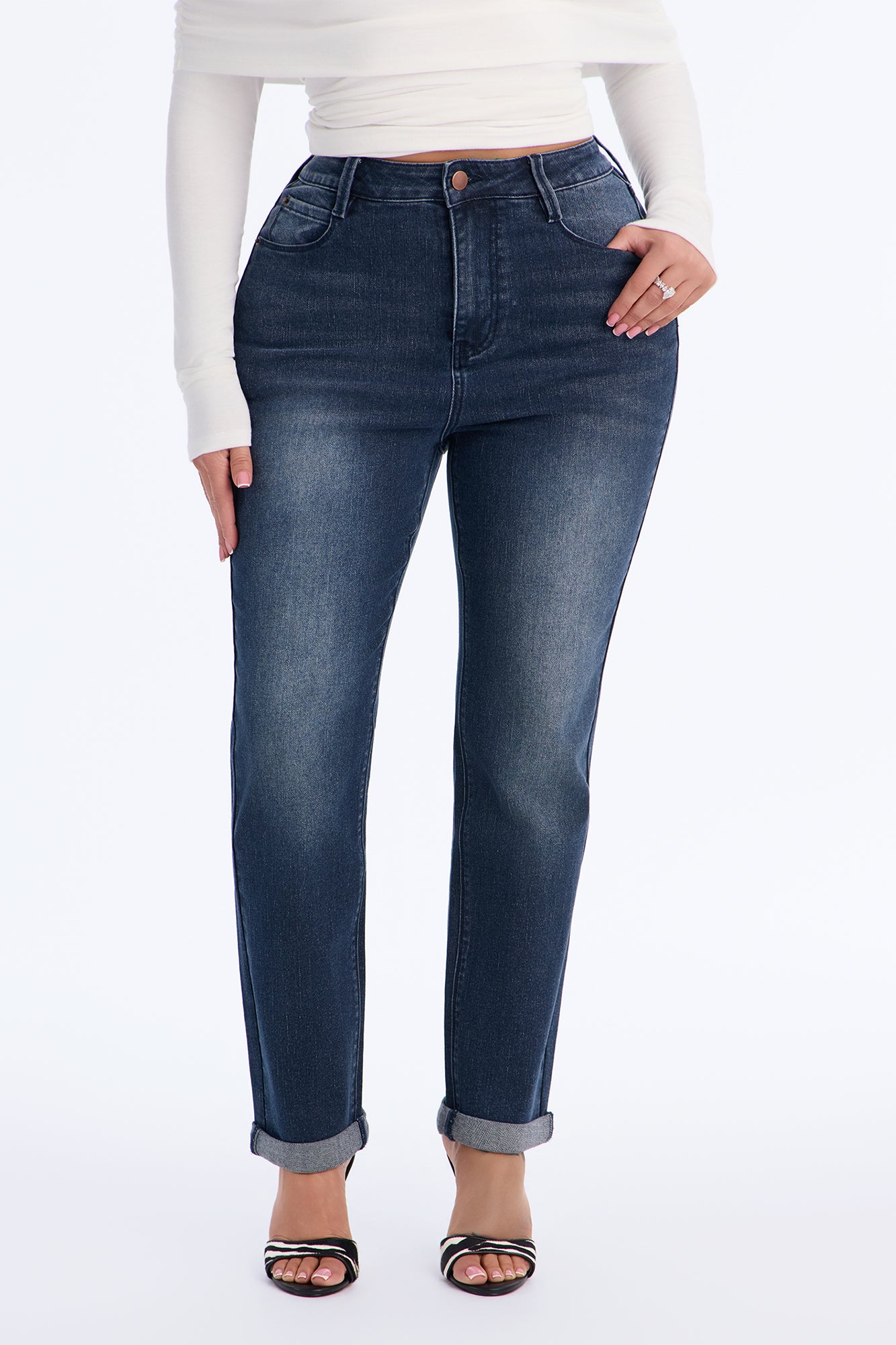 Born Yesterday High Rise Stretch Mom Jeans - Dark Wash