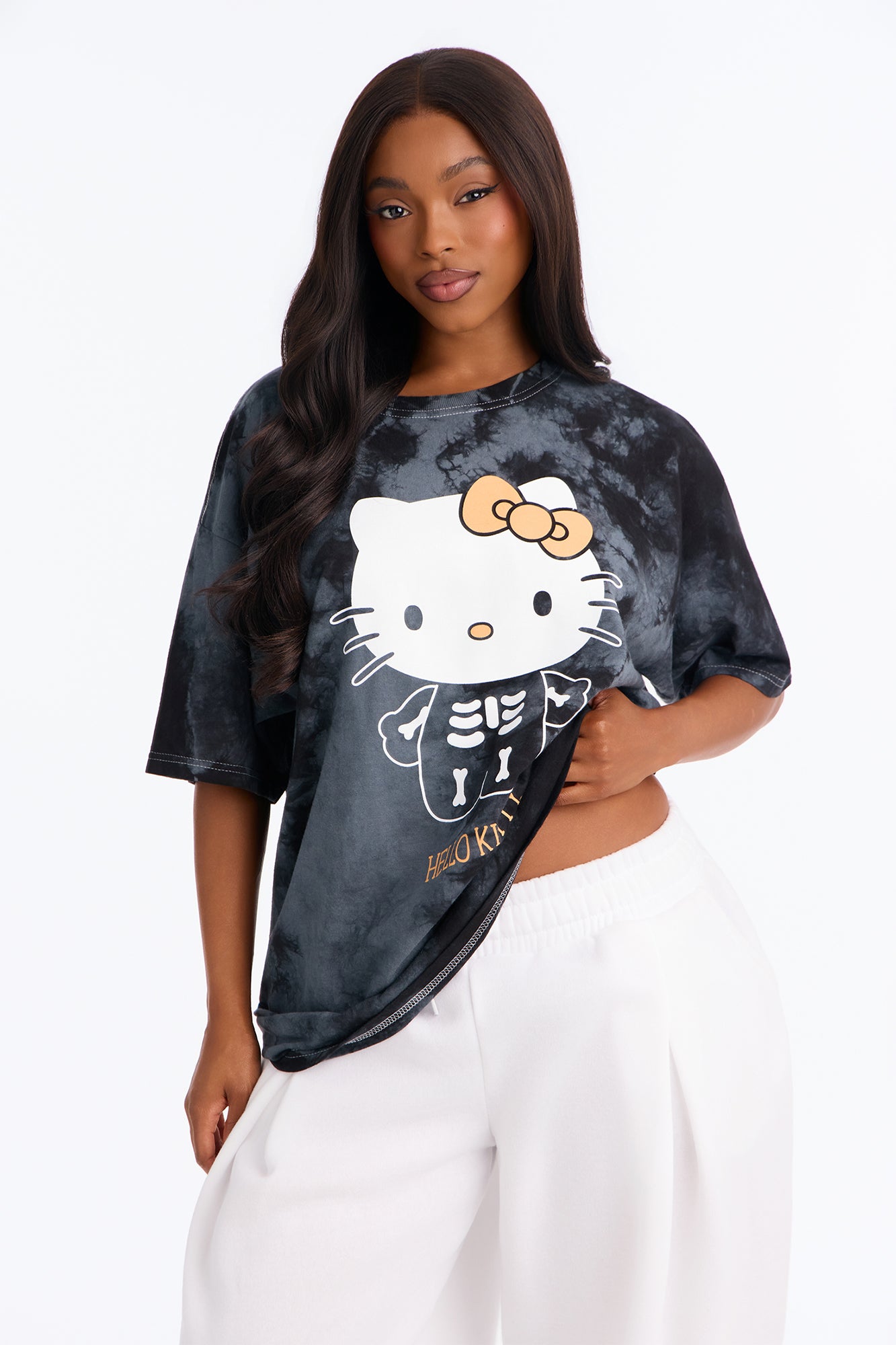 Hello Kitty Skeleton Suit Washed Tee - Black