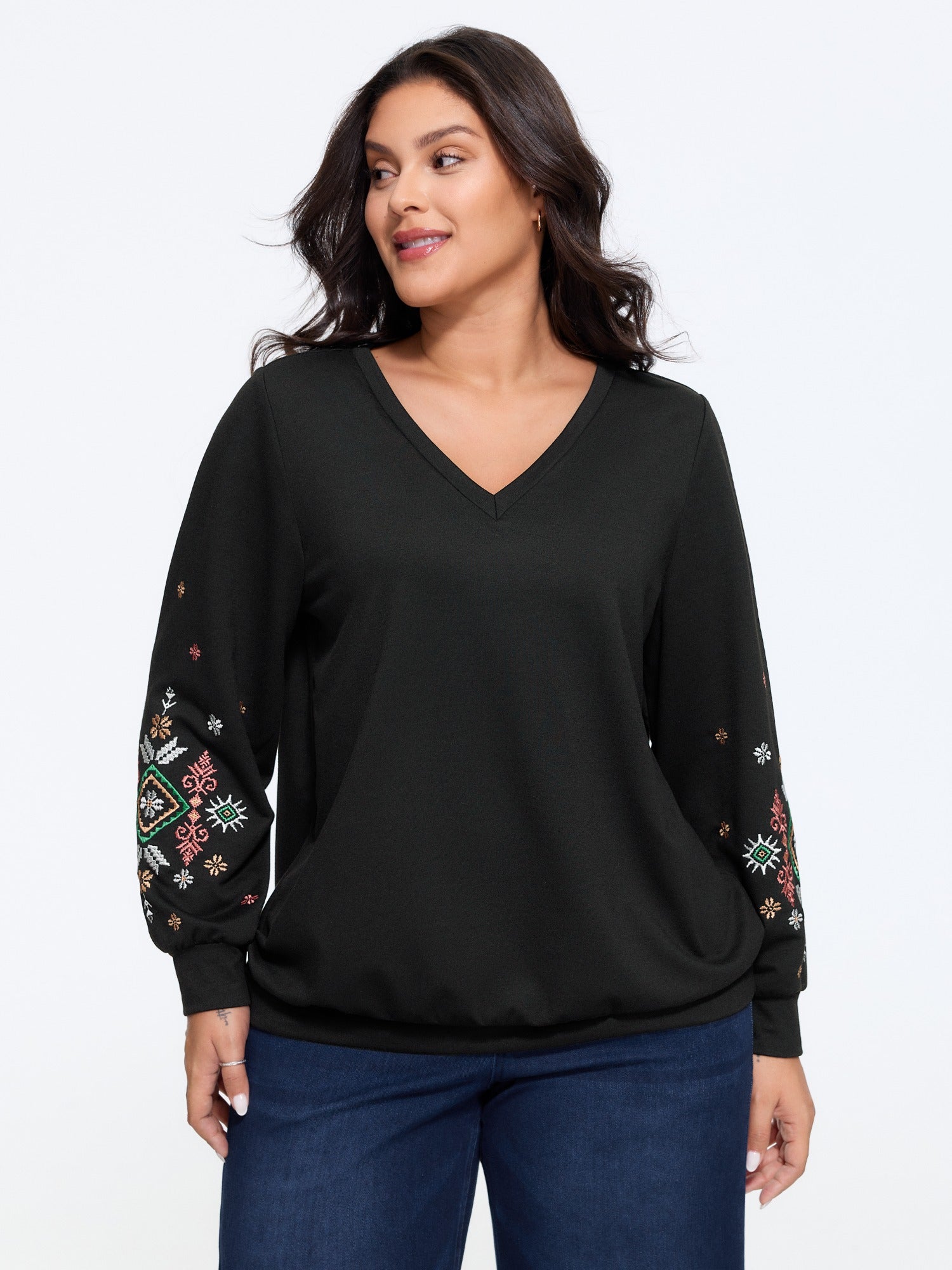 Supersoft Floral Embroidery Relaxed Fit Sweatshirt