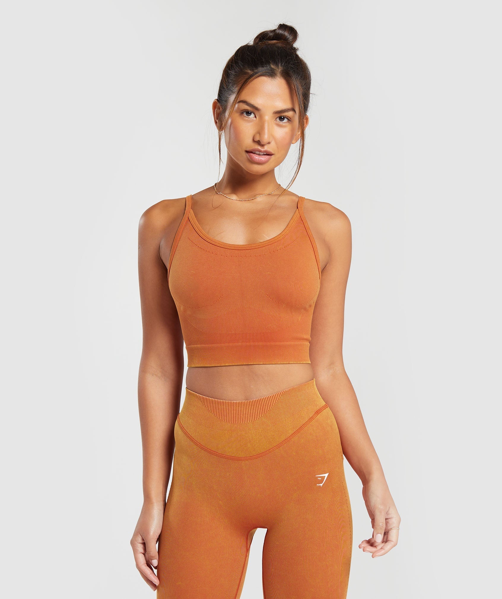 Gymshark Sweat Seamless Washed Midi Tank - Rust Orange/Acid Wash