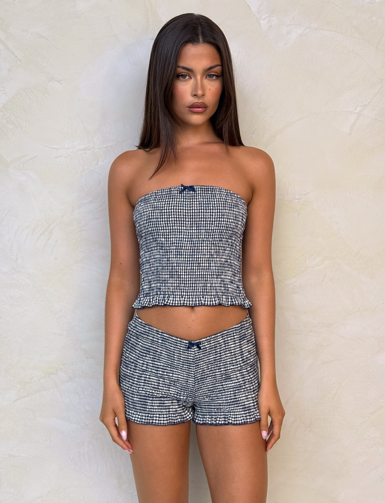 ERYNN SHORTS - NAVY GINGHAM