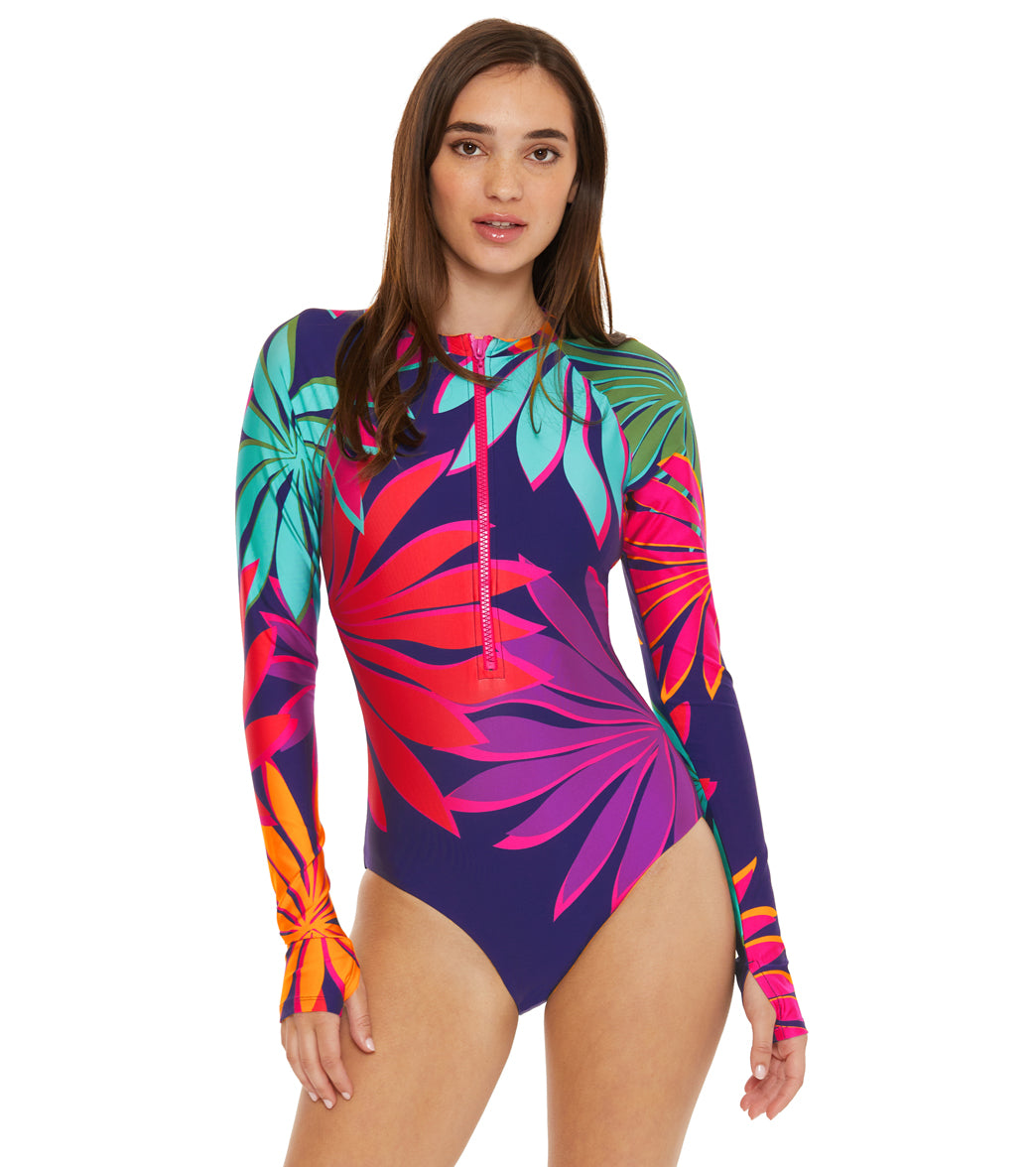 Trina Turk Women's Wailea Zip Up One Piece Swimsuit