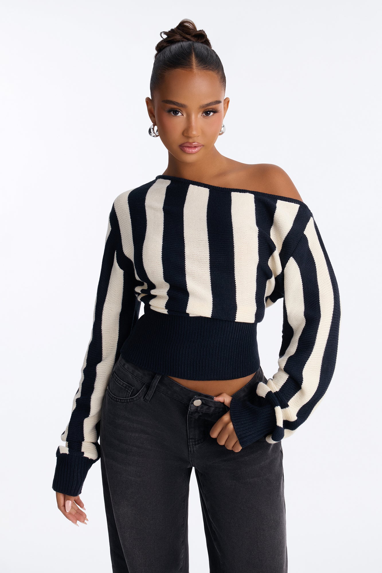 Carla Striped Pullover Sweater - Black/combo