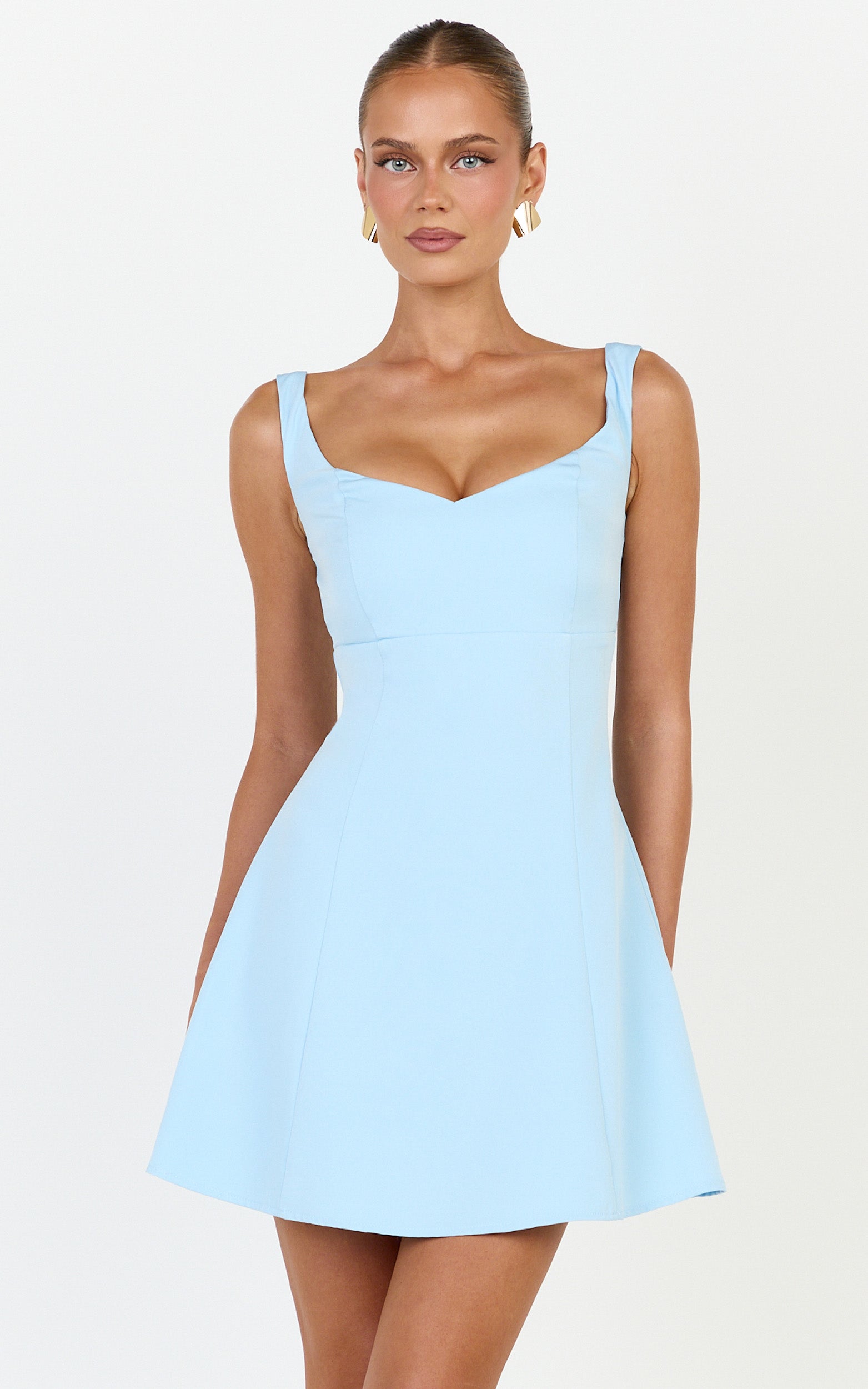 Jayce Mini Dress - Off The Shoulder A Line Dress in Blue