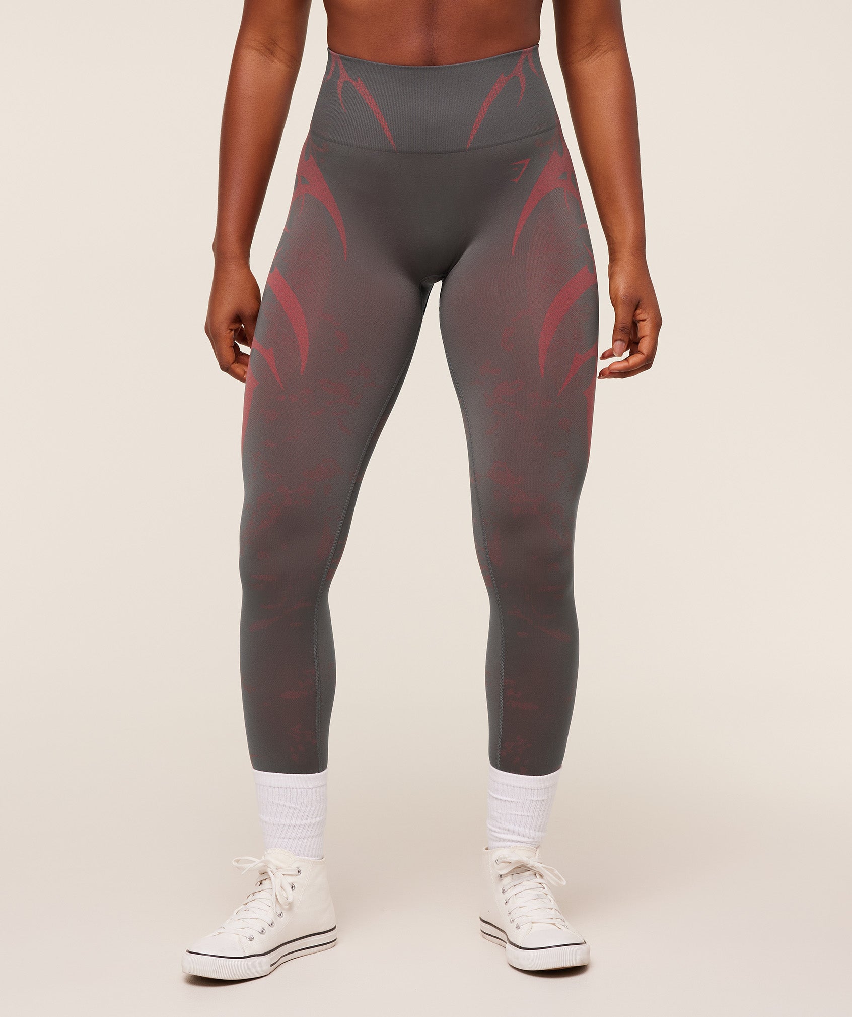 Gymshark Storm Seamless Leggings - Dark Grey/Zesty Red