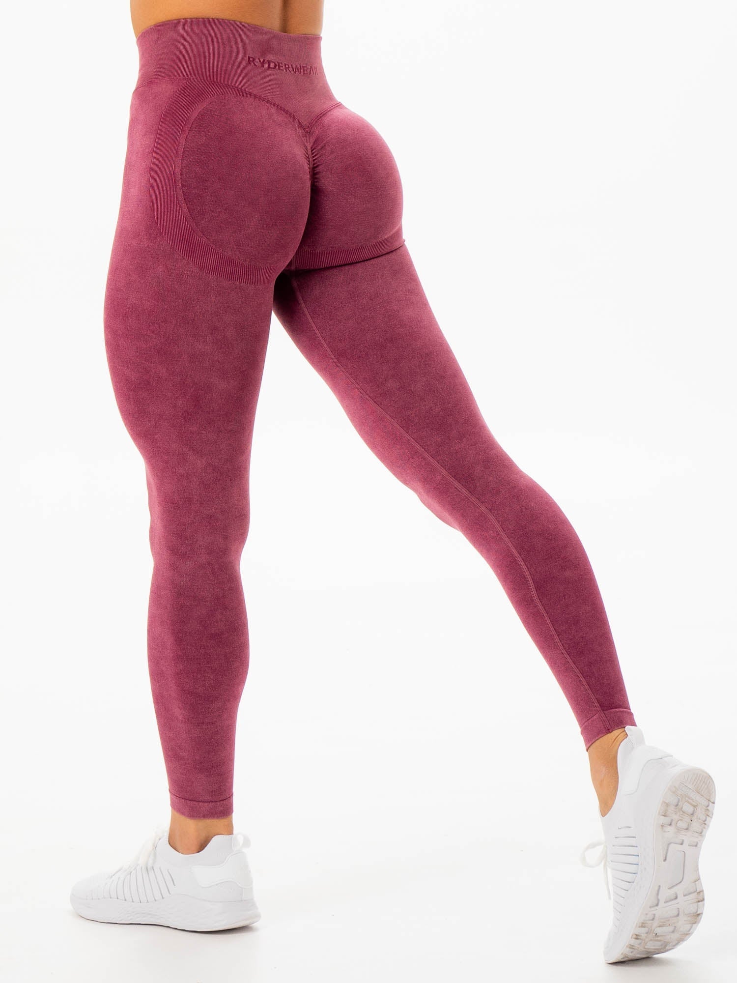 Stonewash Scrunch Seamless Leggings - Wine Stonewash