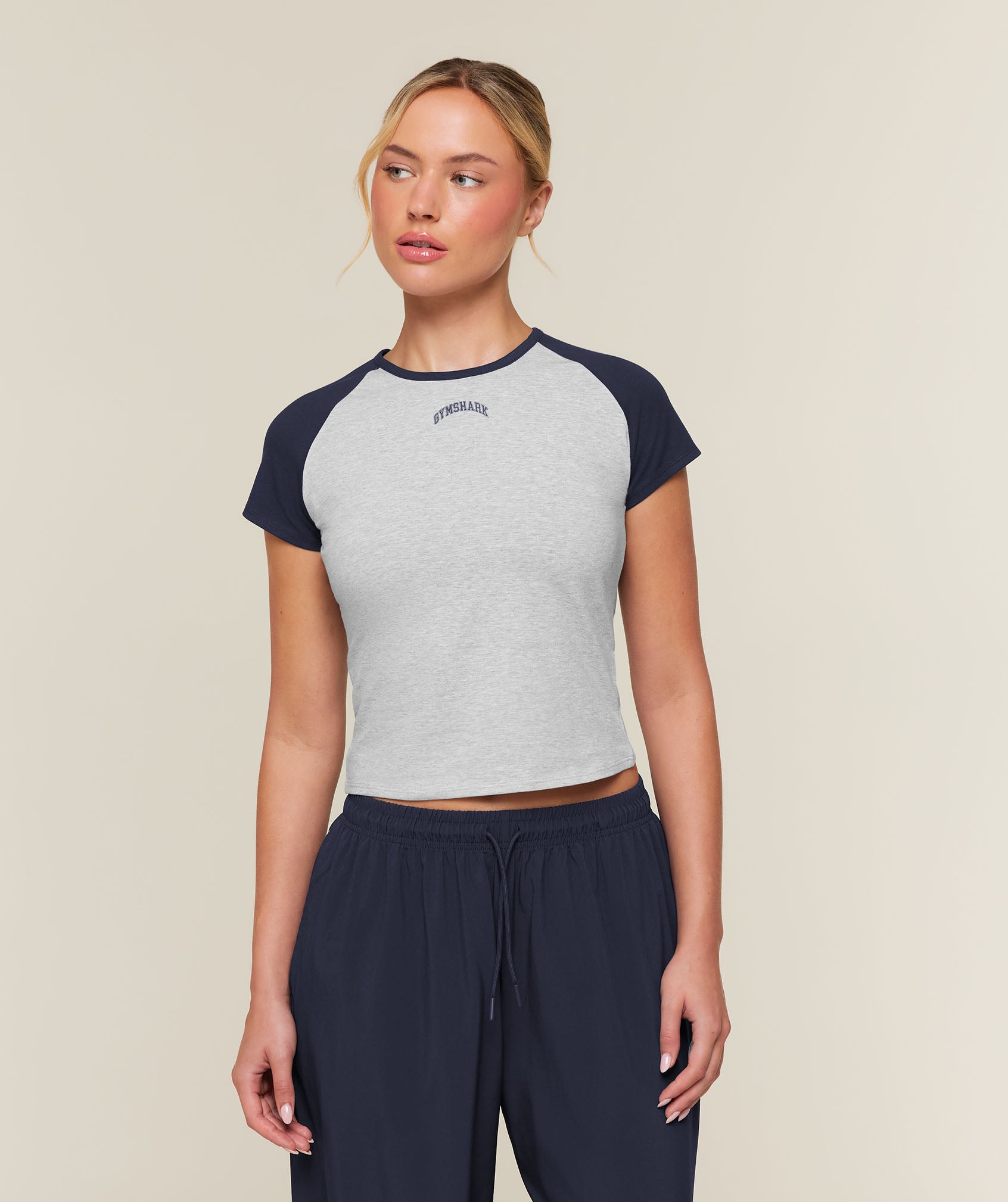 Gymshark Training Campus T-Shirt - Light Grey Core Marl/Heavy Blue