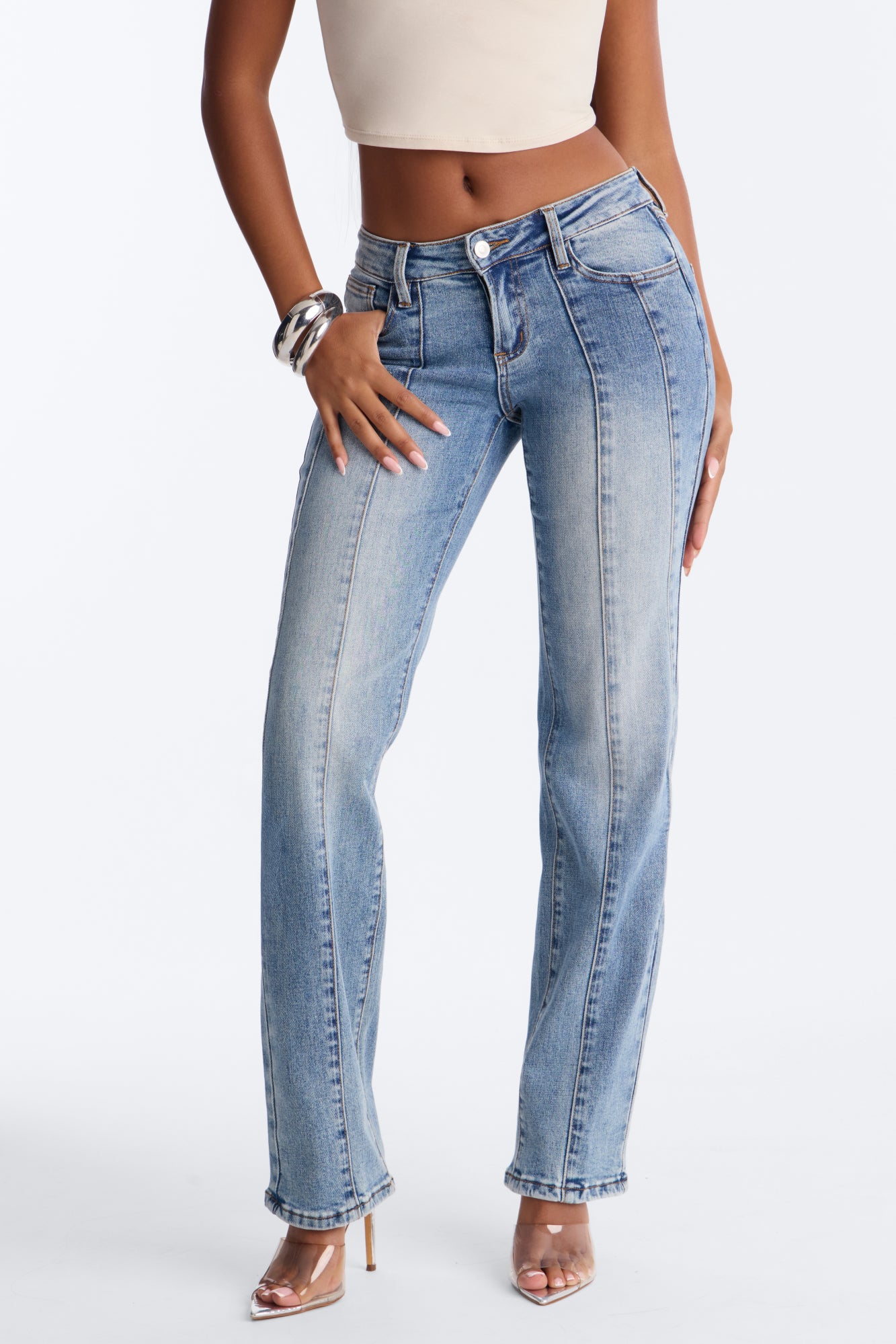 All Access Ultra Low Rise Straight Leg Jeans - Medium Wash