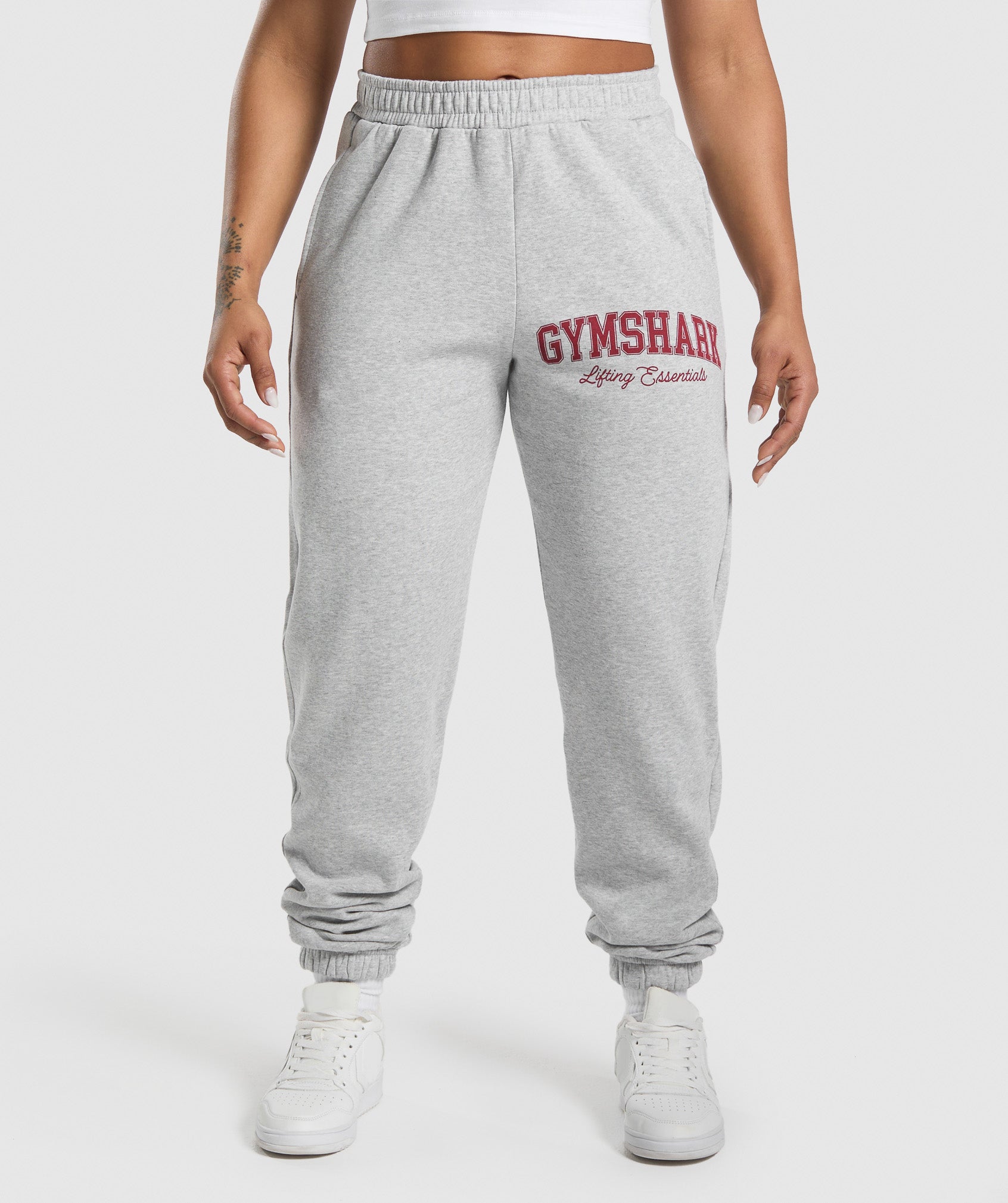 Gymshark Lifting Essentials Graphic Brushed Oversized Jogger - Light Grey Core Marl