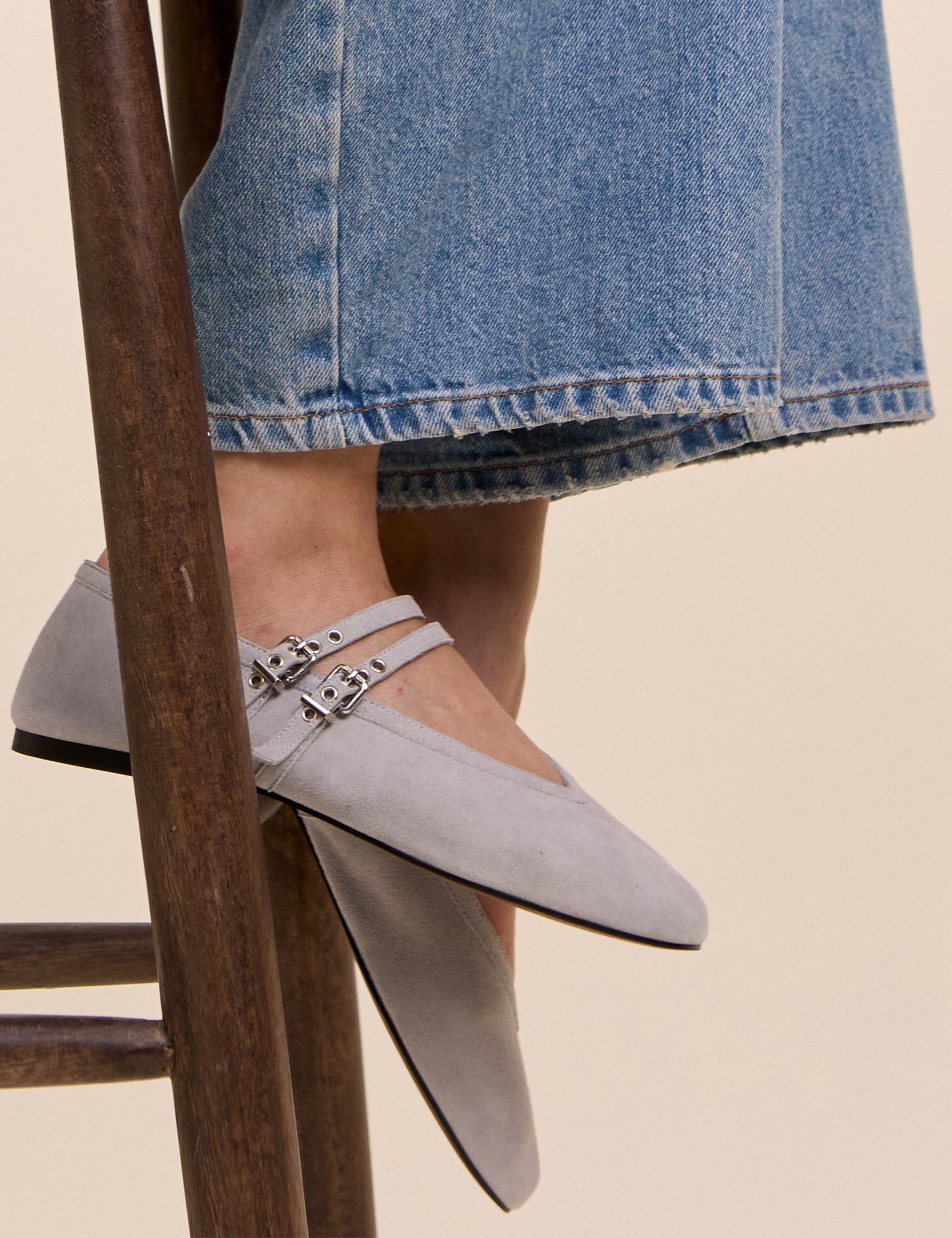 Light Blue Suede Ballet Flats