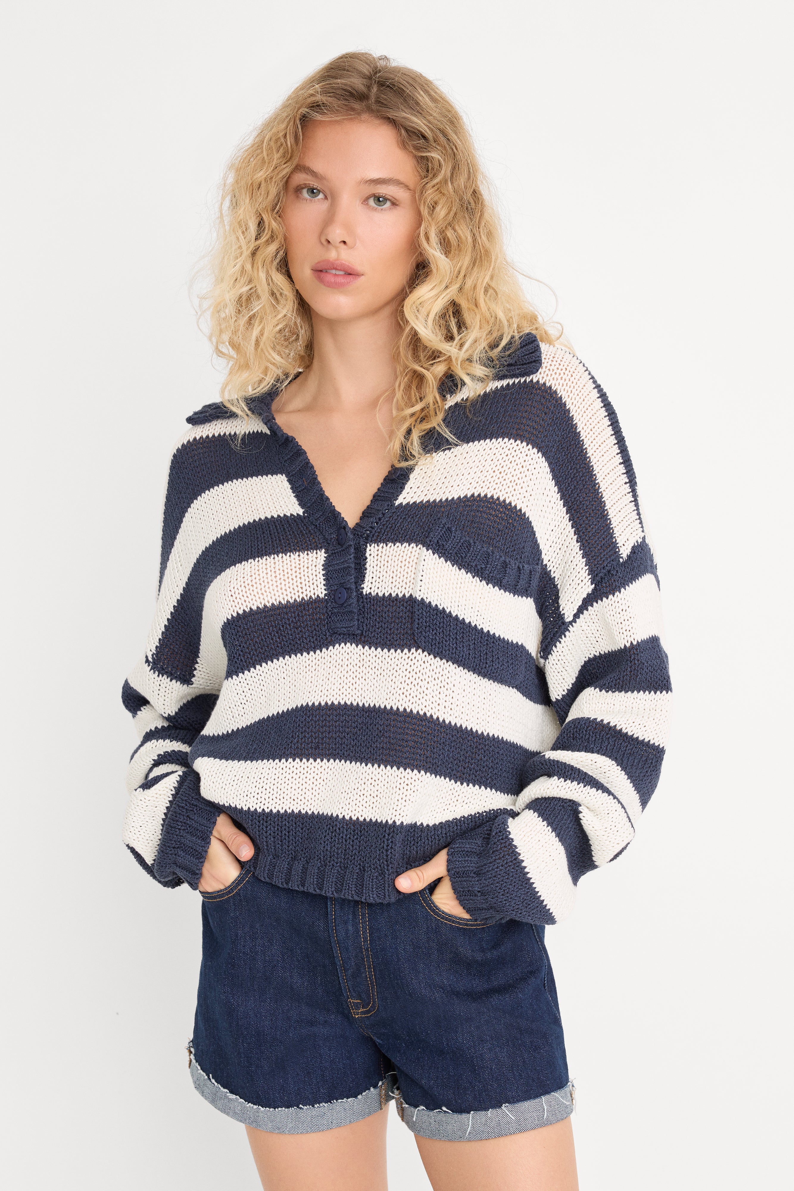 THE HARBOR SWEATER | HORIZON INK STRIPE