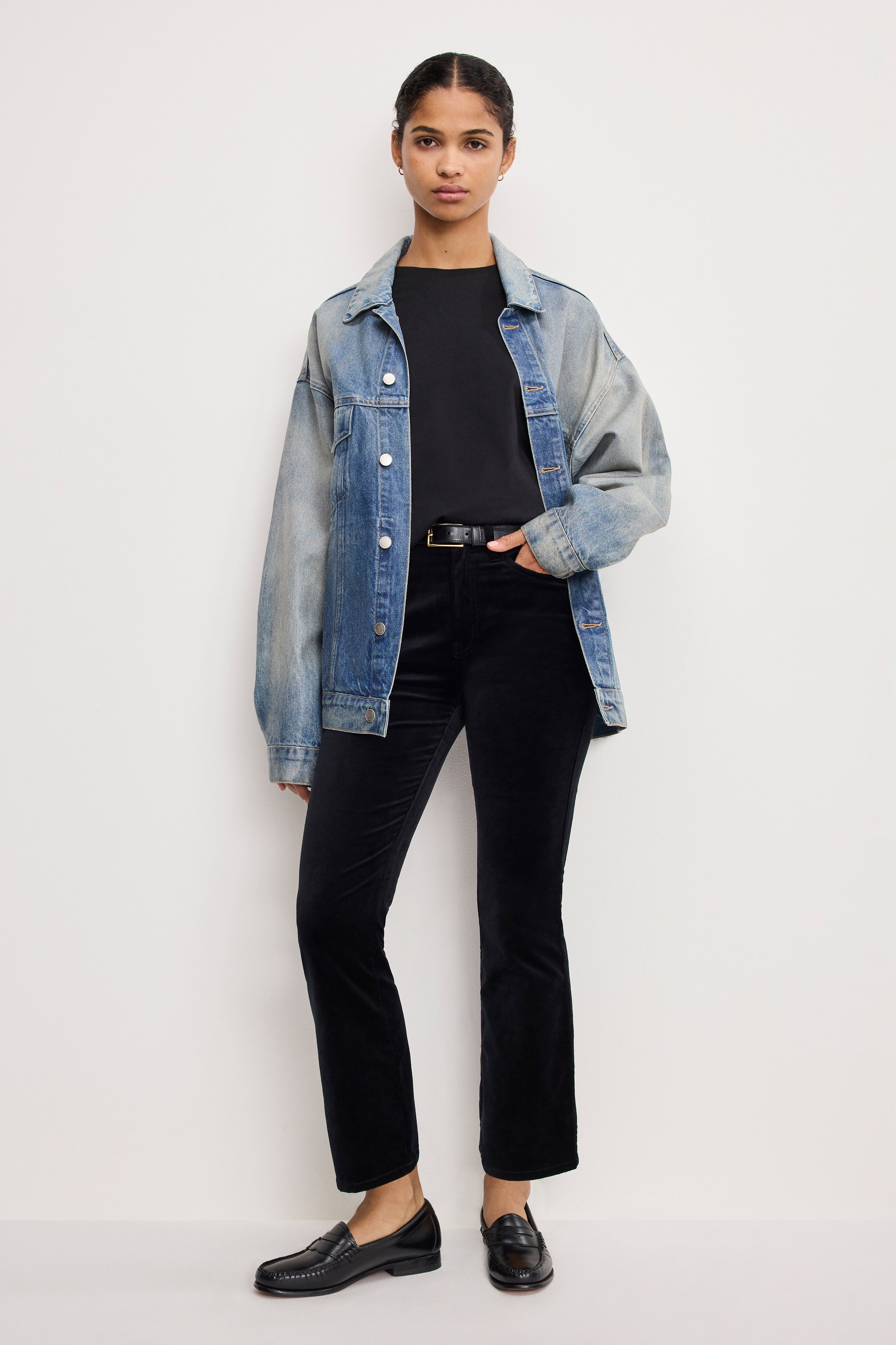 VELVET GOOD HIGH RISE KICK FLARE PANTS | BLACK001