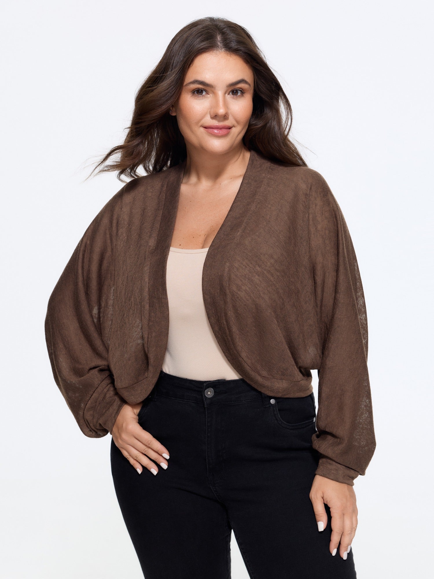 Sheer Dolman Sleeve Open Front Crop Kimono